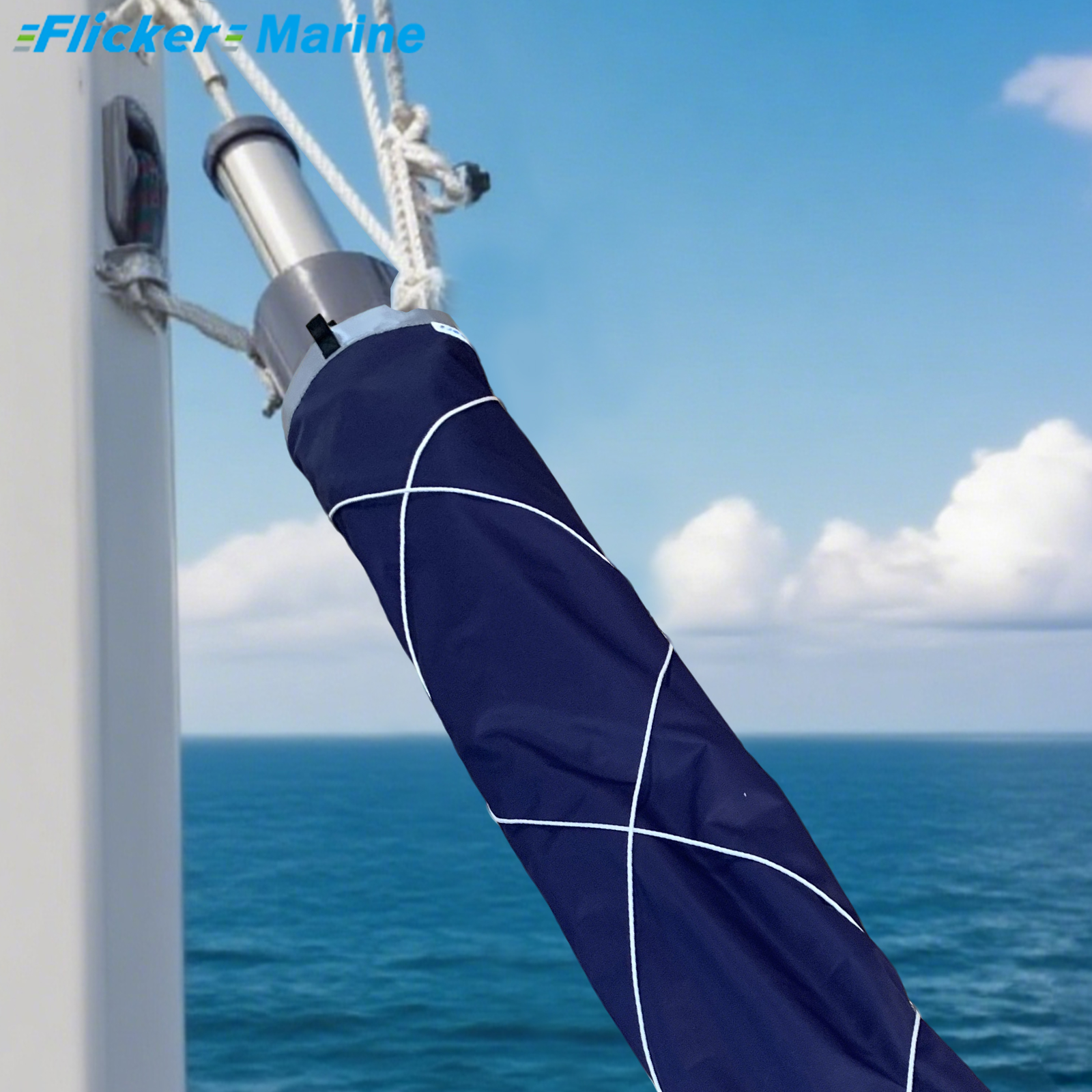 Flicker Furling Jib Sock – All-Weather Headsail Cover with UV Protection (Multiple Sizes)【Size Customization Available】