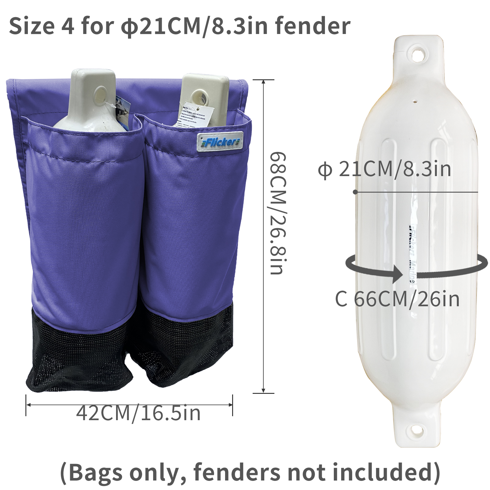 Flicker Marine Fender Storage Covers – Weather-Resistant Rail-Mounted Design【Size Customization Available】