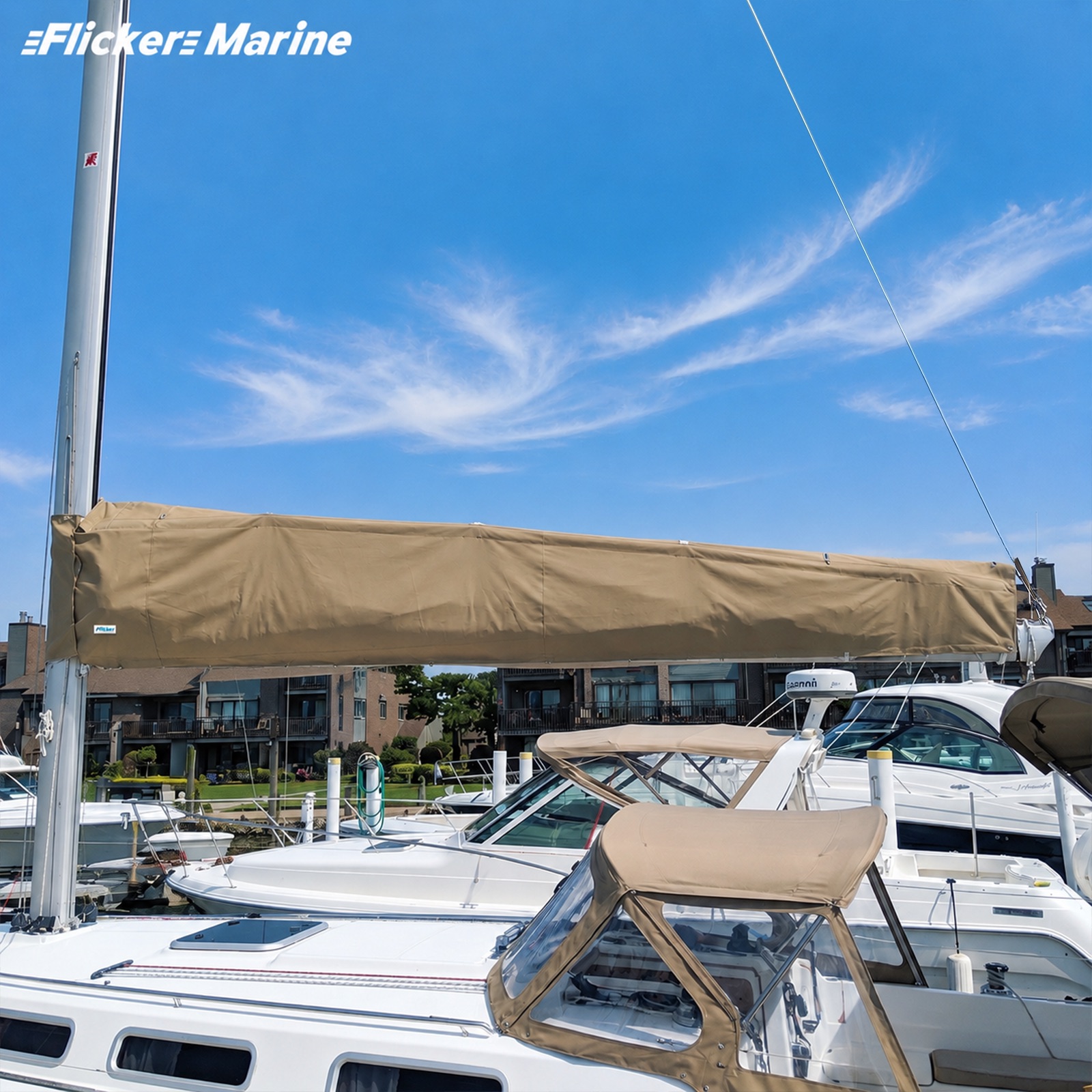 Mainsail Cover for Sailboats, UV Resistant Polyester Sail Cover, Reinforced Stitching, Weather Protection for Storage and Dockside Use