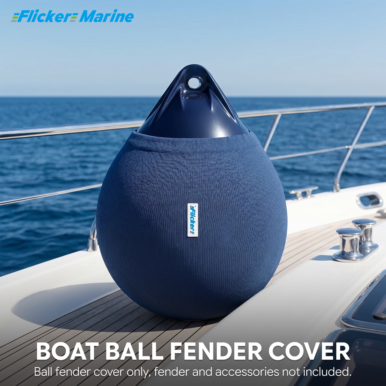 Flicker Navy Blue Boat Buoy Fender Cover Acrylic Marine Protective Cover for Yacht Boat Fenders 7 Sizes
