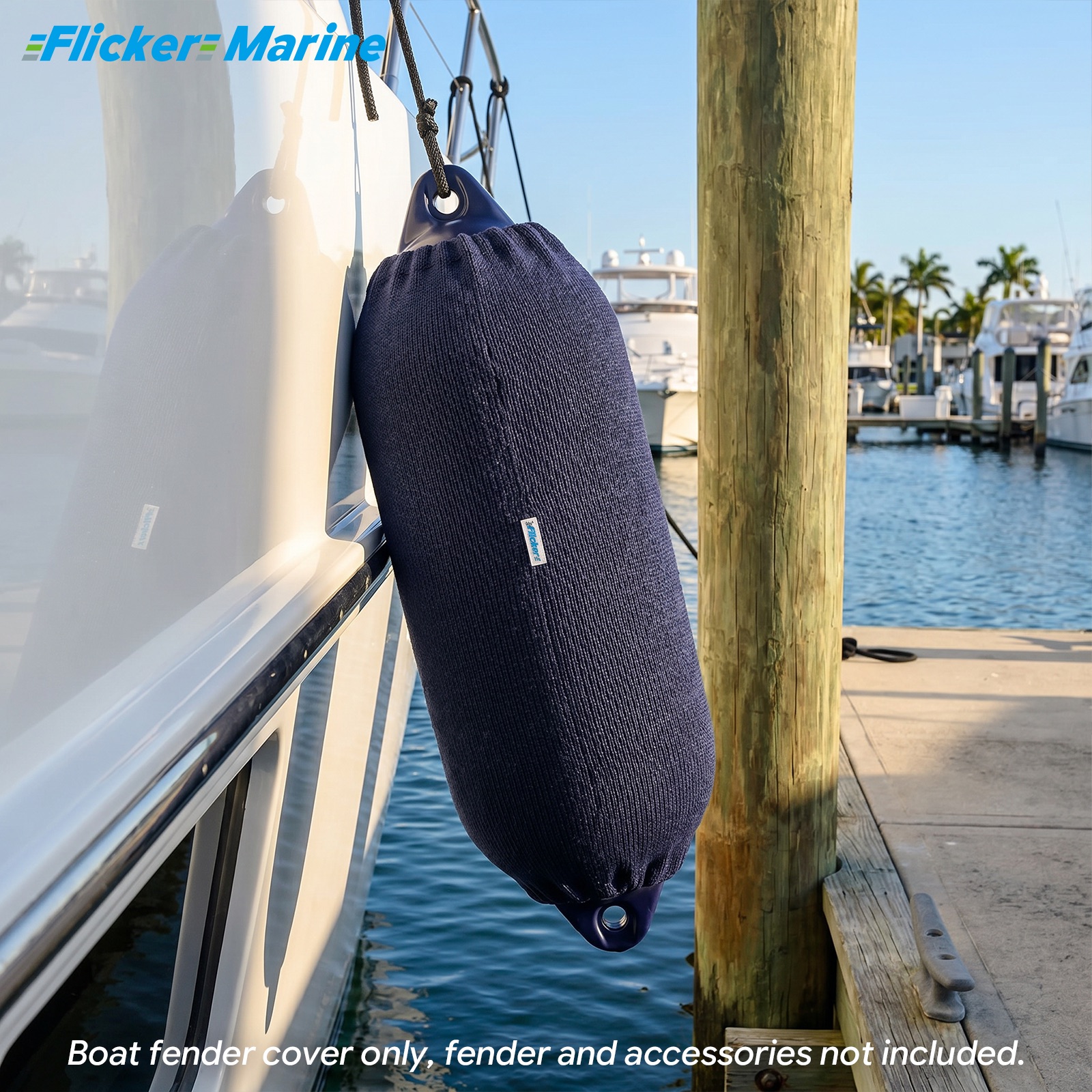 Flicker Navy Blue Marine Boat Fender Cover Acrylic Protective Sleeve for Yacht and Boat Fenders 7 Size Options