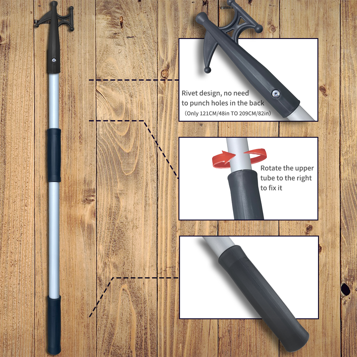 Polypropylene Double Hook Boat Hook - 25mm/1inch, Kayak Inflatable Boat Lifeboat Towing Boat Hook