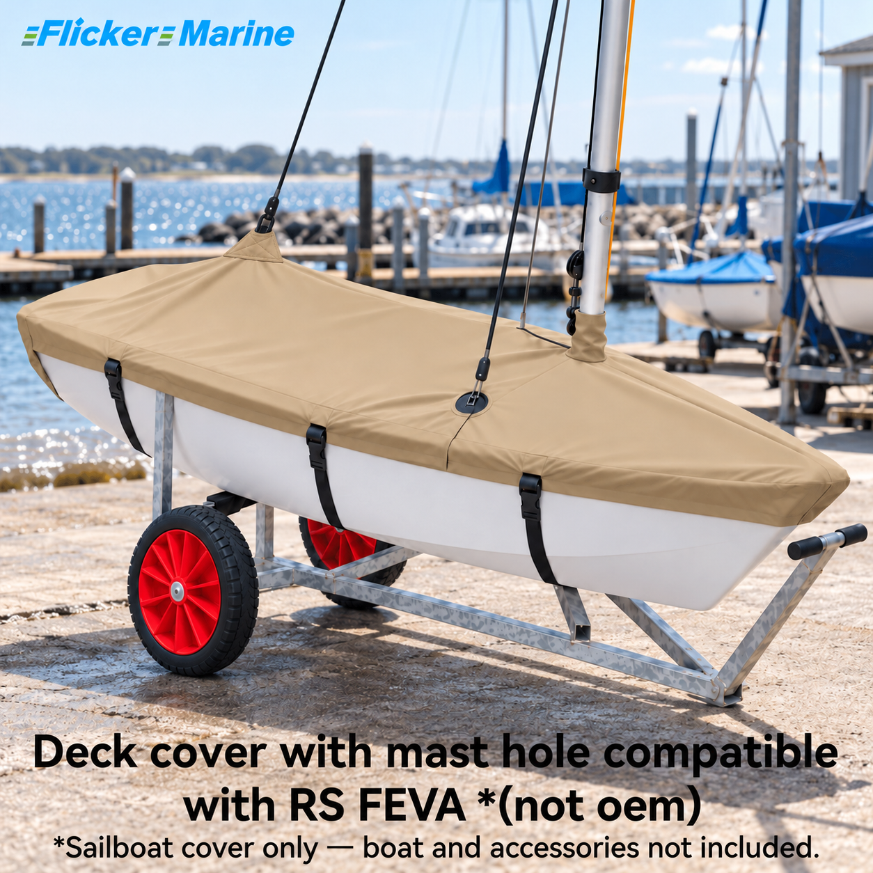 Flicker Marine Heavy Duty Polyester Sailboat Cover, Waterproof Anti-UV For Storage & Transport Compatible With RS FEVA