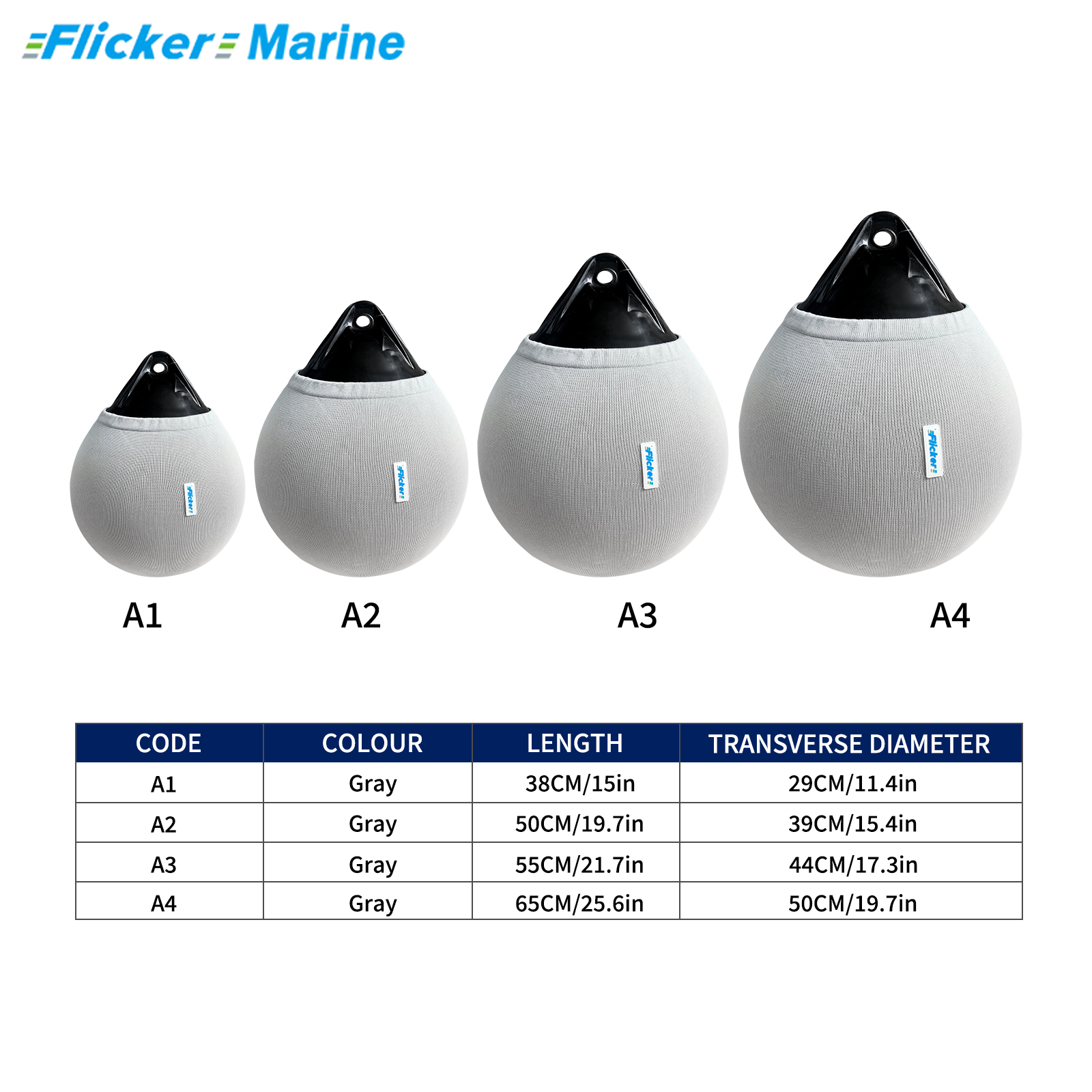 Flicker Round Buoy Fender Cover – Stretchable Knit Sleeve with Drawstring for Dock and Sailboat Protection
