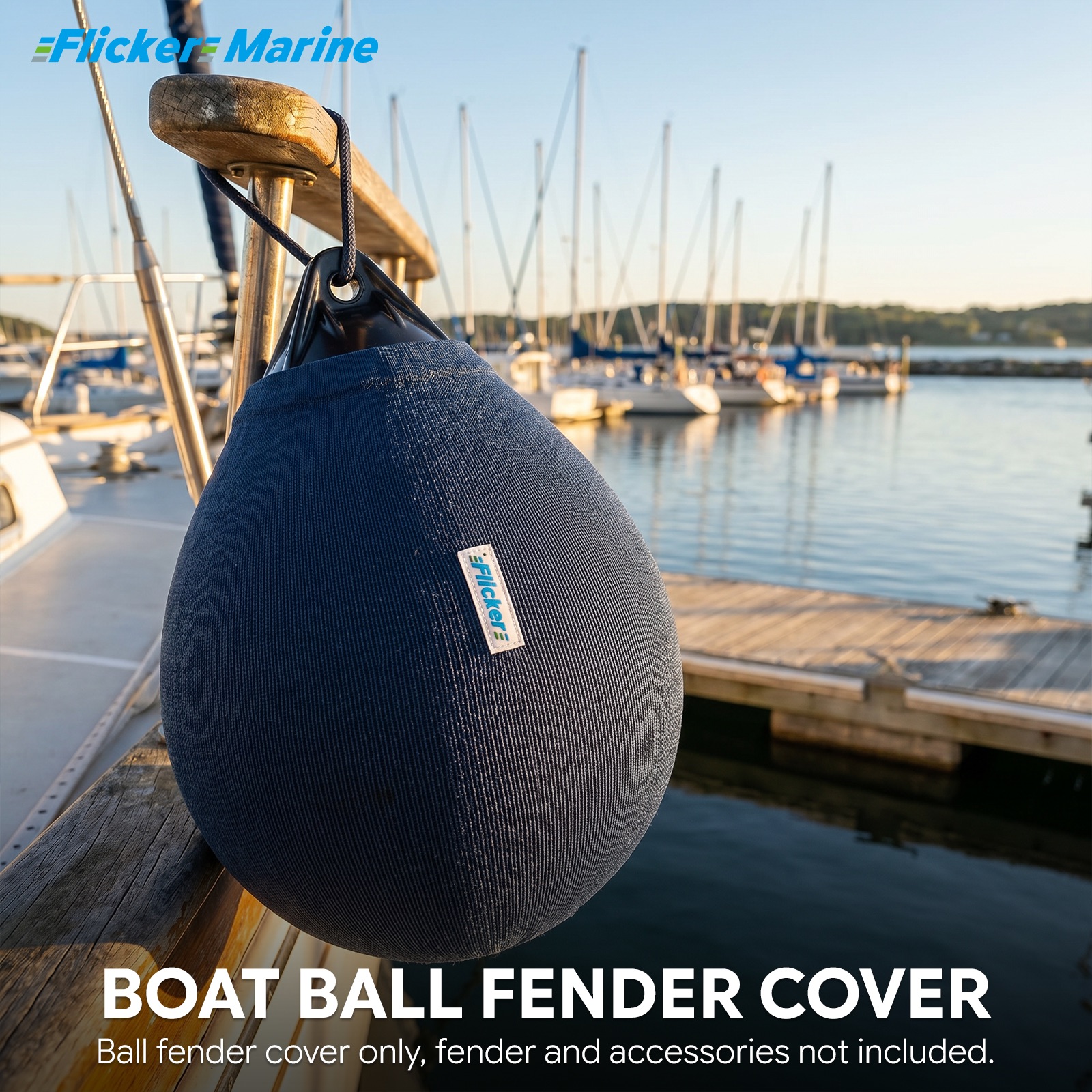 Flicker Navy Blue Boat Buoy Fender Cover Acrylic Marine Protective Cover for Yacht Boat Fenders 7 Sizes