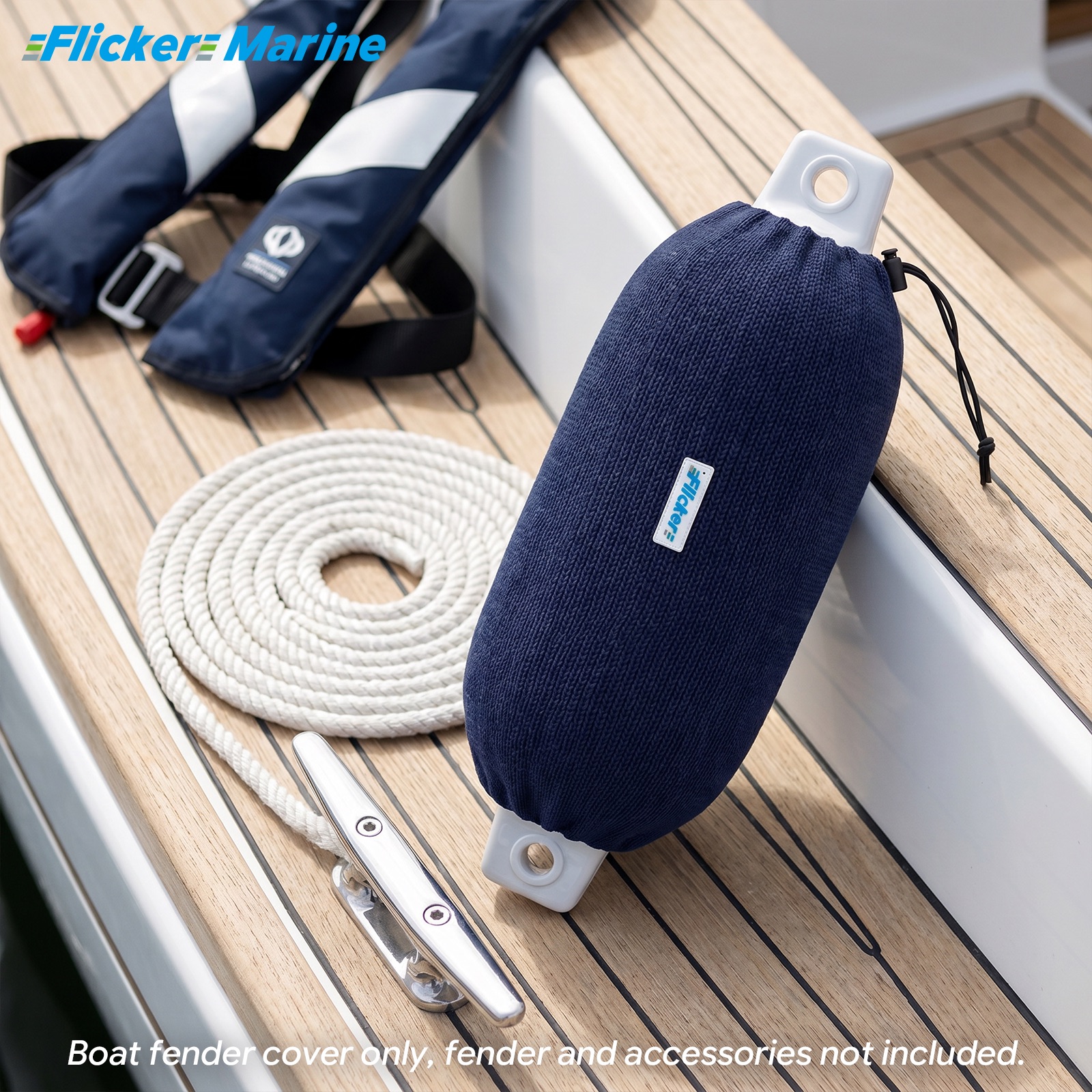 Flicker Navy Blue Marine Boat Fender Cover Acrylic Protective Sleeve for Yacht and Boat Fenders 7 Size Options