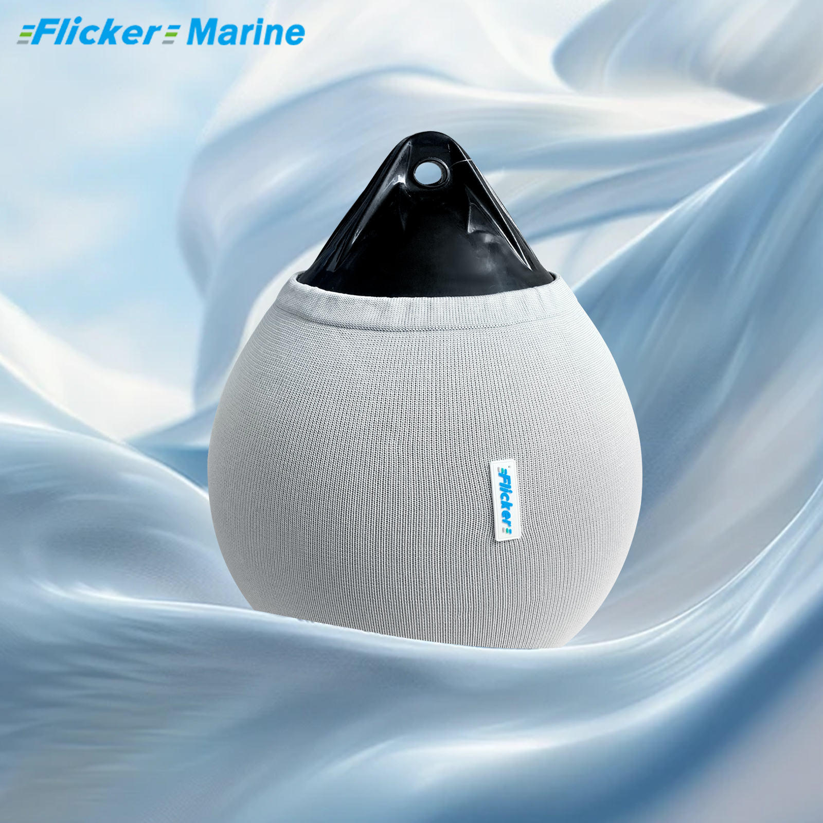 Flicker Round Buoy Fender Cover – Stretchable Knit Sleeve with Drawstring for Dock and Sailboat Protection