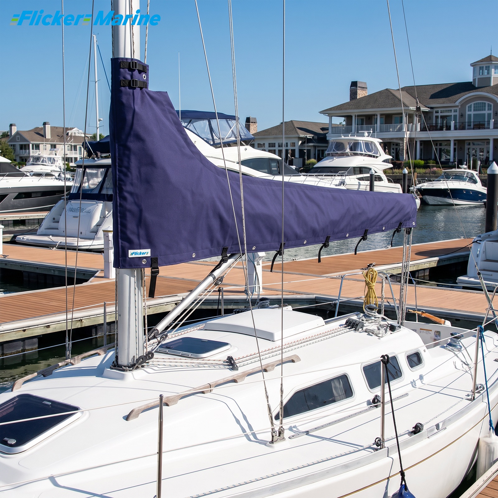 Mainsail Boom Cover, UV Resistant Polyester Sail Cover for Sailboat Boom, Reinforced Stitching, Weather Protection and Easy Storage