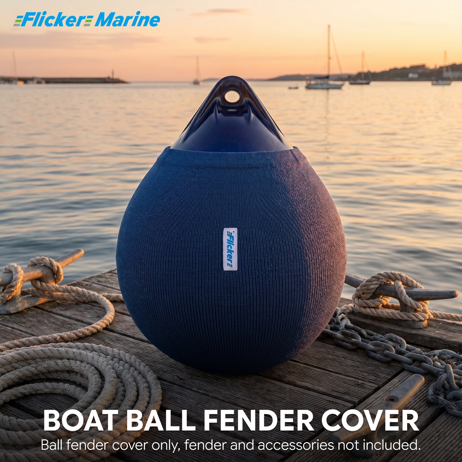 Flicker Navy Blue Boat Buoy Fender Cover Acrylic Marine Protective Cover for Yacht Boat Fenders 7 Sizes