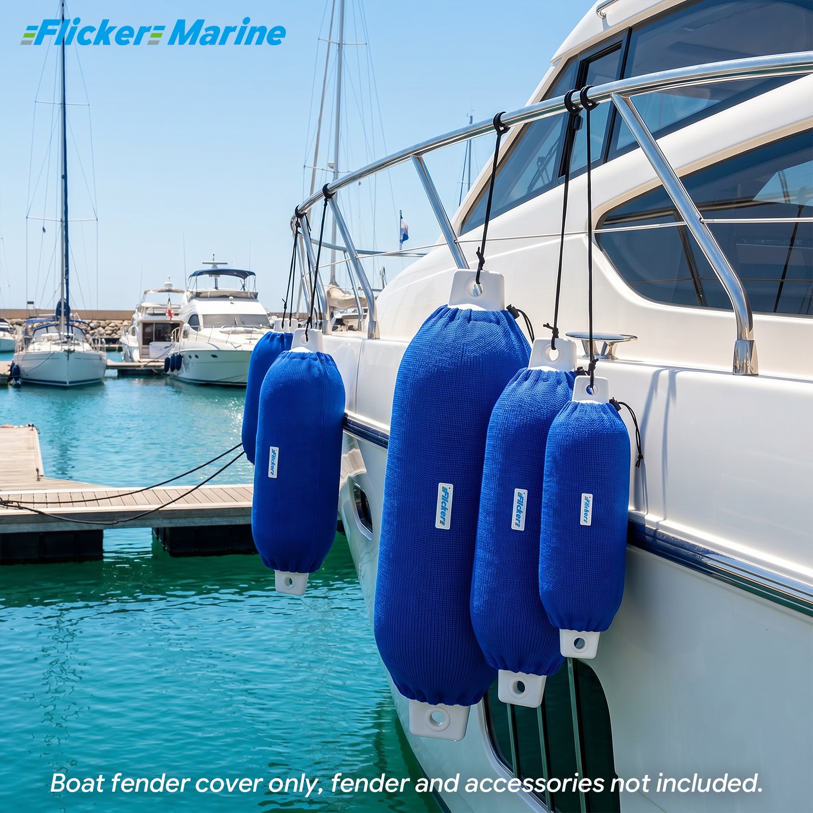 Flicker Royal Blue Boat Fender Cover Acrylic Marine Protective Cover for Yacht Boat Fenders 7 Sizes