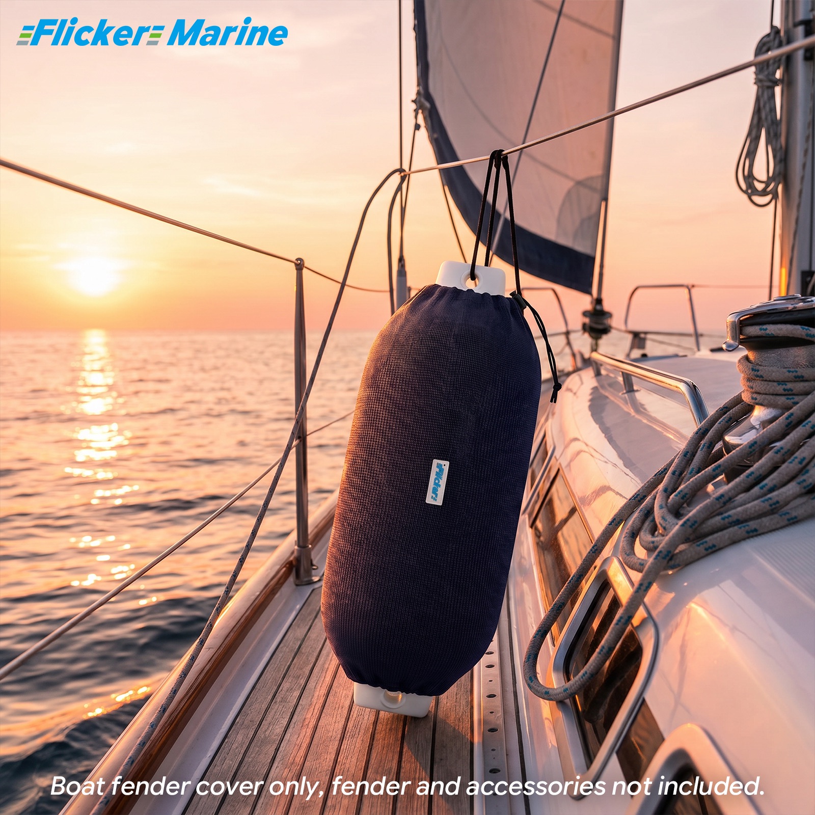 Flicker Navy Blue Marine Boat Fender Cover Acrylic Protective Sleeve for Yacht and Boat Fenders 7 Size Options