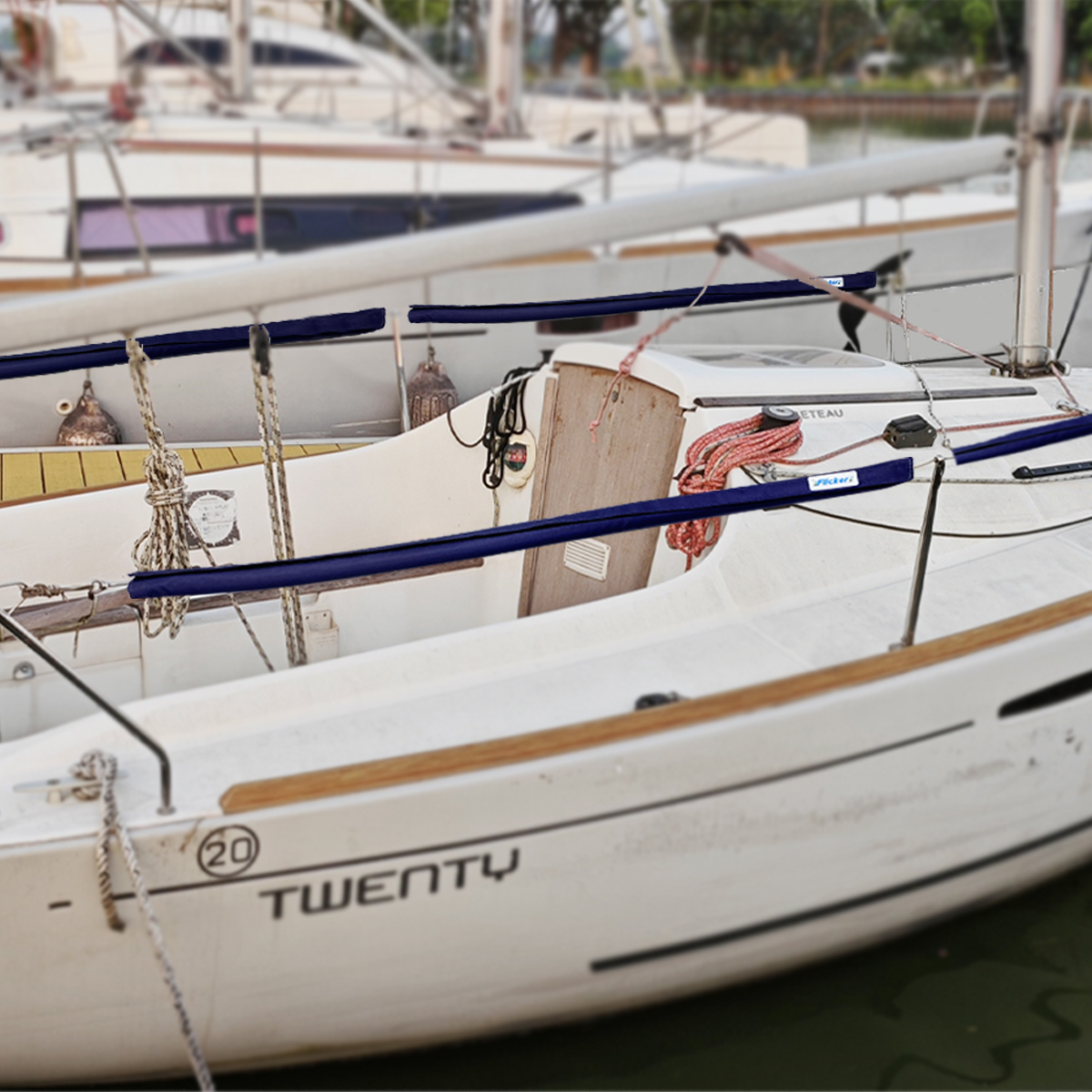  Flicker Sailboat Fence Handrail Covers, Polyester Composite Oxford Fabric, High Color Fastness, Sunlight Resistant, Wear-Resistant with PVC Pipe Inside for Universal Fit