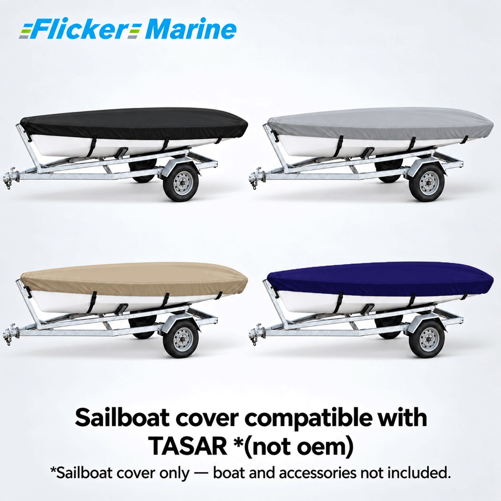 Flicker Marine Sailboat Cover, Polyester Waterproof Sun Resistant Sail Cover Compatible With Tasar