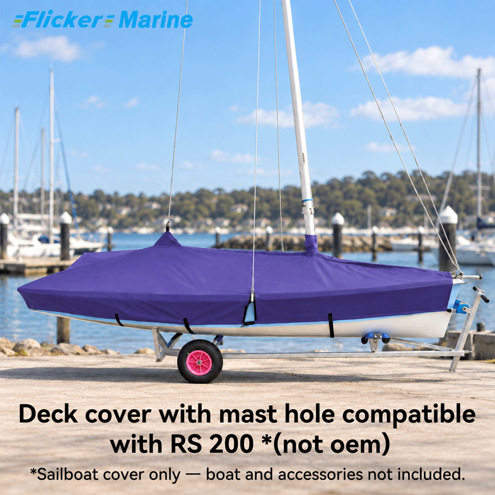 Flicker Marine Sailboat Cover, Polyester Waterproof Sun Resistant Deck Cover Compatible With RS 200