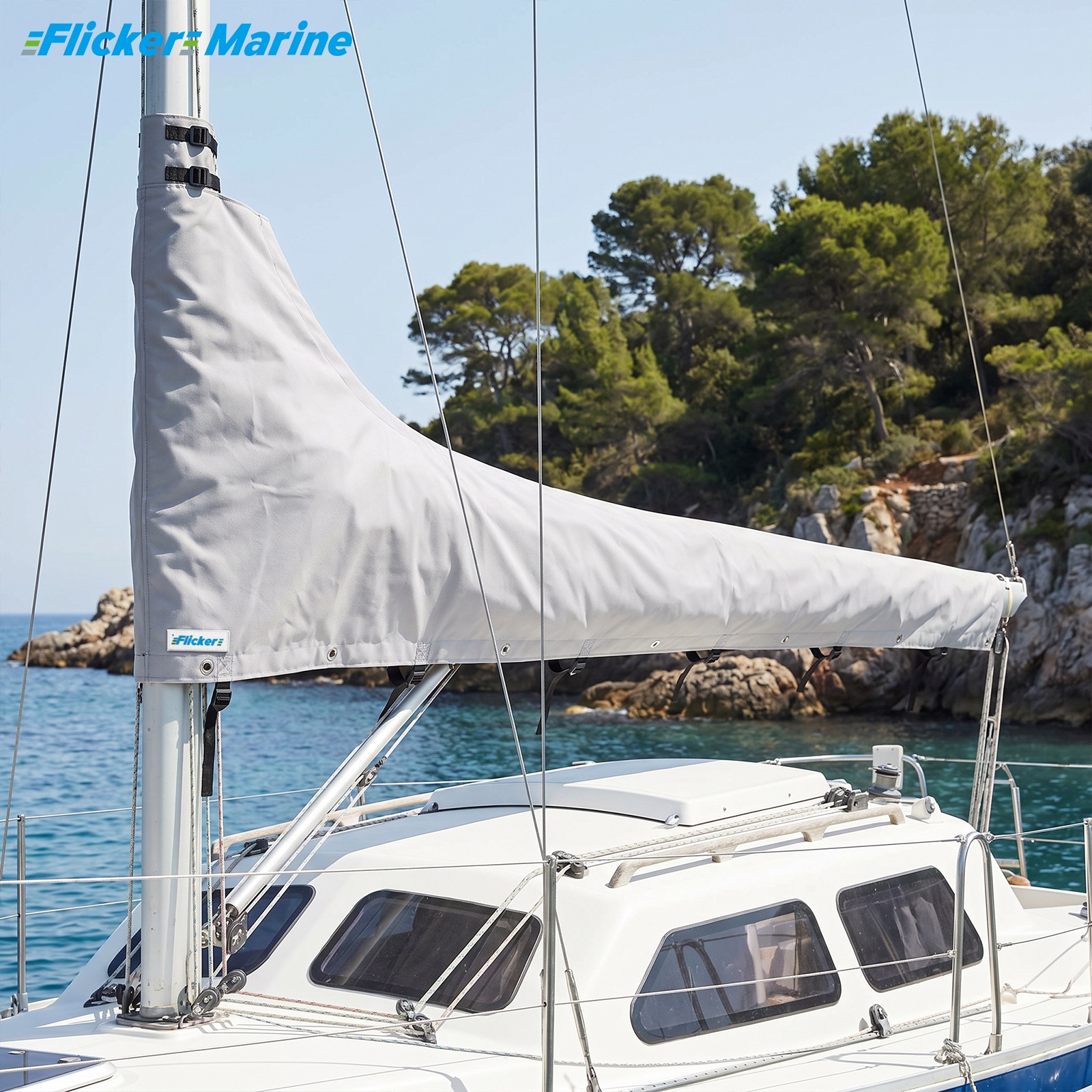 Mainsail Boom Cover, UV Resistant Polyester Sail Cover for Sailboat Boom, Reinforced Stitching, Weather Protection and Easy Storage