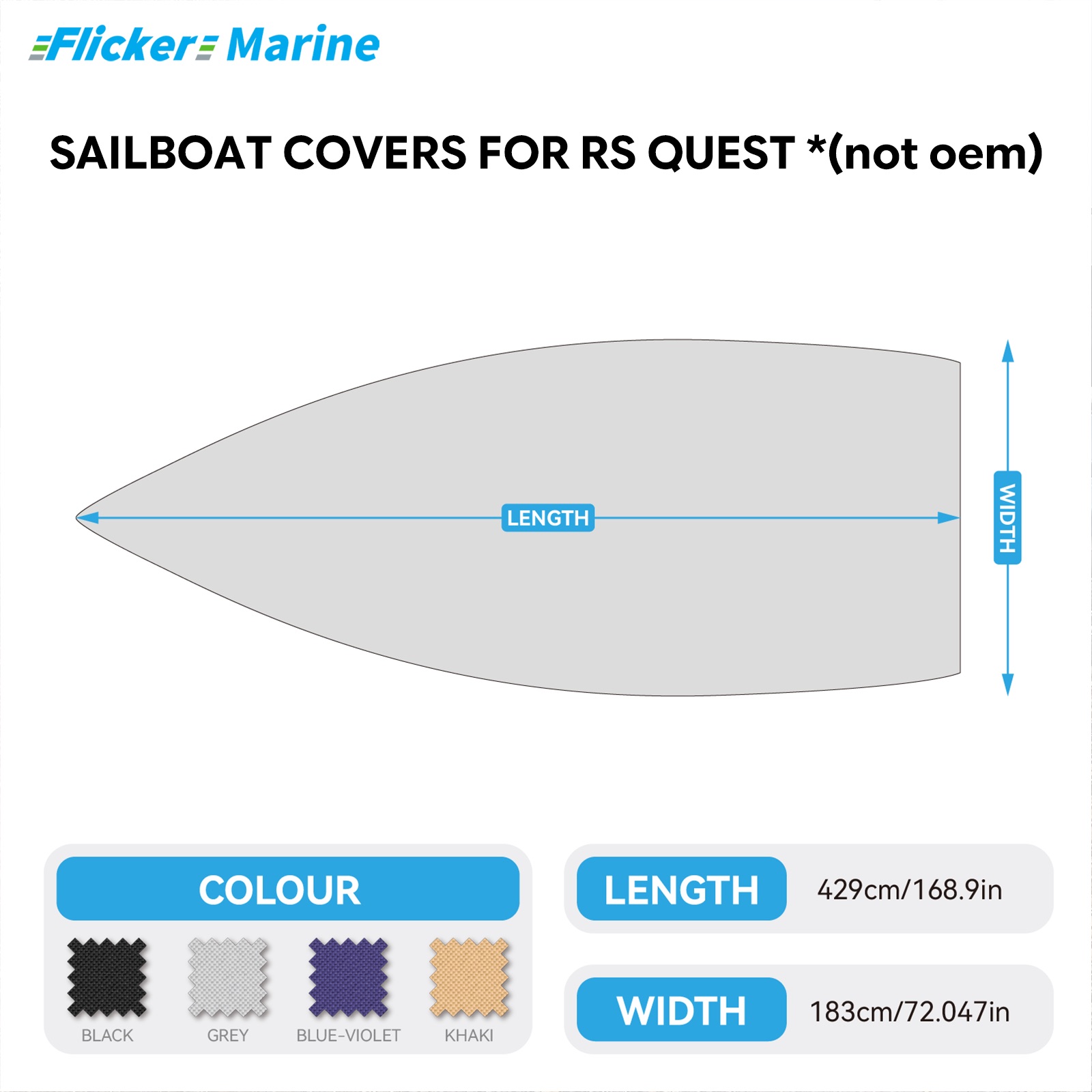 Sailboat Cover for RS Quest – Custom Fit Dinghy Cover for Storage, Docking & Trailering