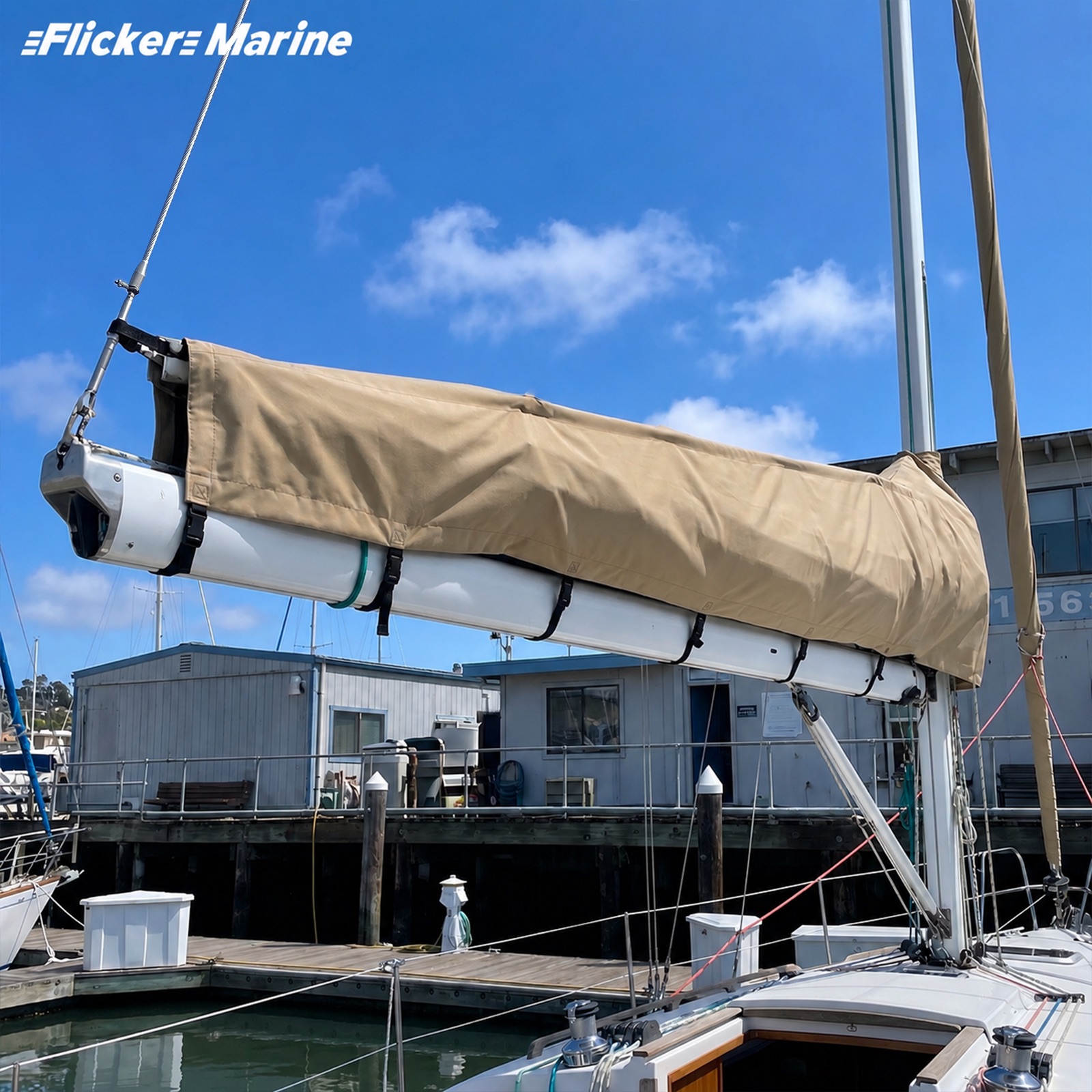Mainsail Cover for Sailboats, UV Resistant Polyester Sail Cover, Reinforced Stitching, Weather Protection for Storage and Dockside Use