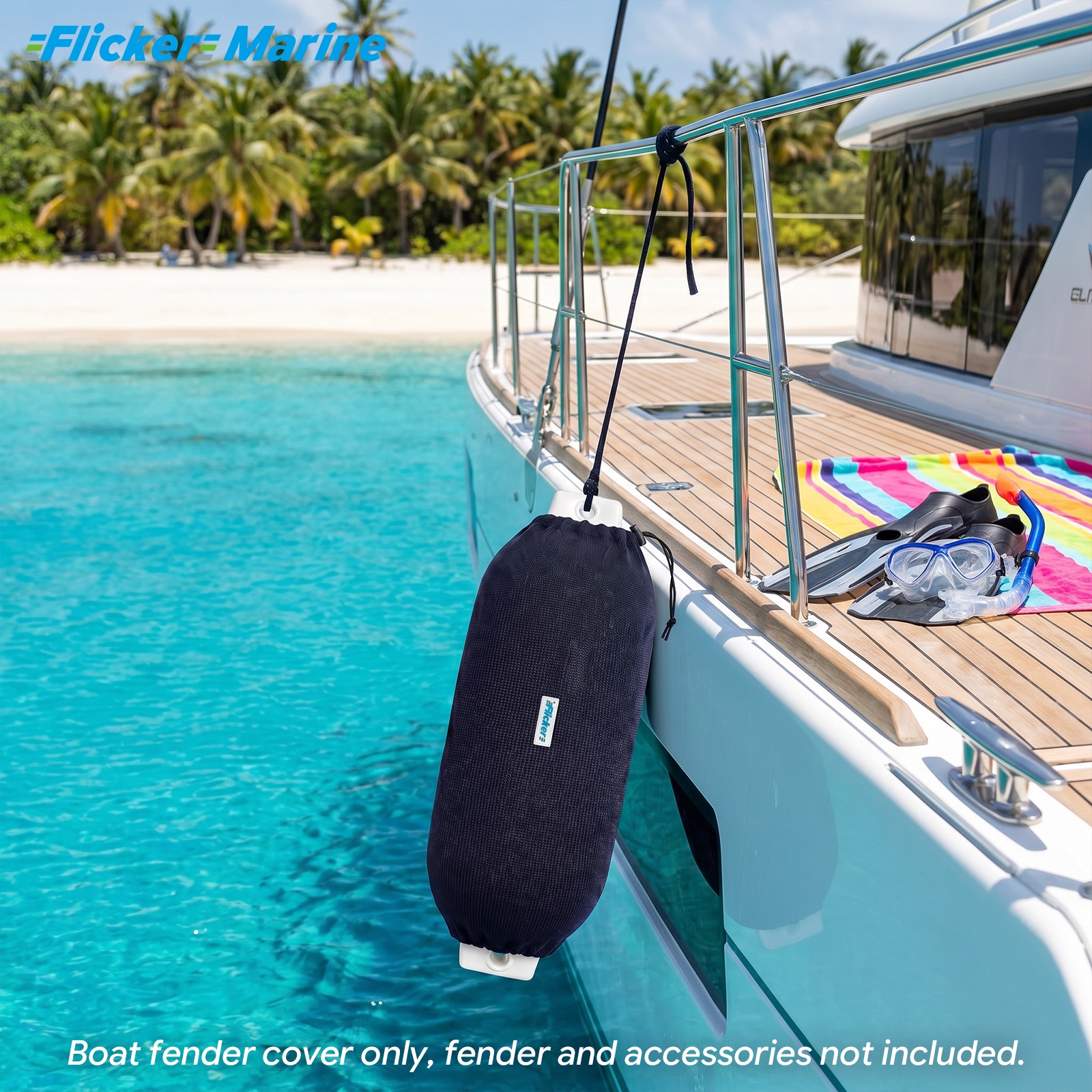 Flicker Navy Blue Marine Boat Fender Cover Acrylic Protective Sleeve for Yacht and Boat Fenders 7 Size Options