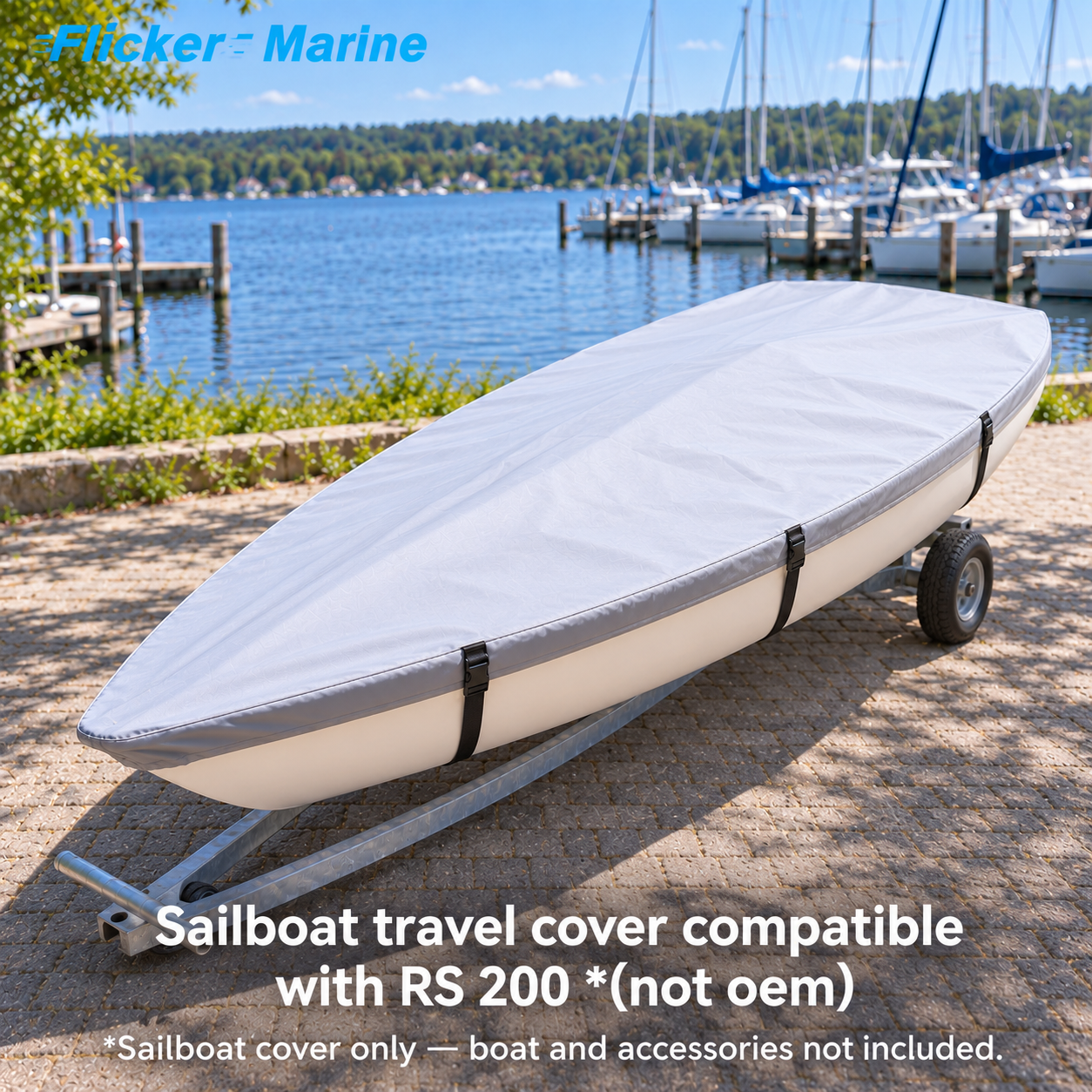 Flicker Marine Sailboat Cover, Polyester Waterproof Sun Resistant Deck Cover Compatible With RS 200