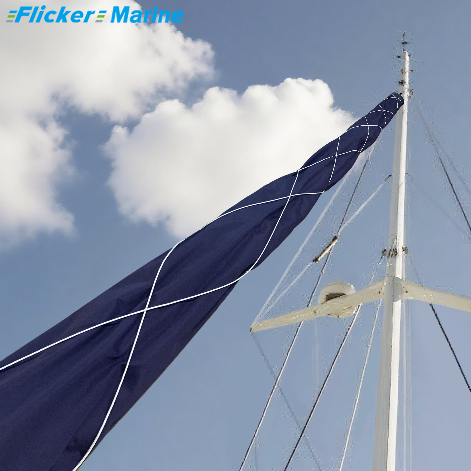 Flicker Furling Jib Sock – All-Weather Headsail Cover with UV Protection (Multiple Sizes)【Size Customization Available】