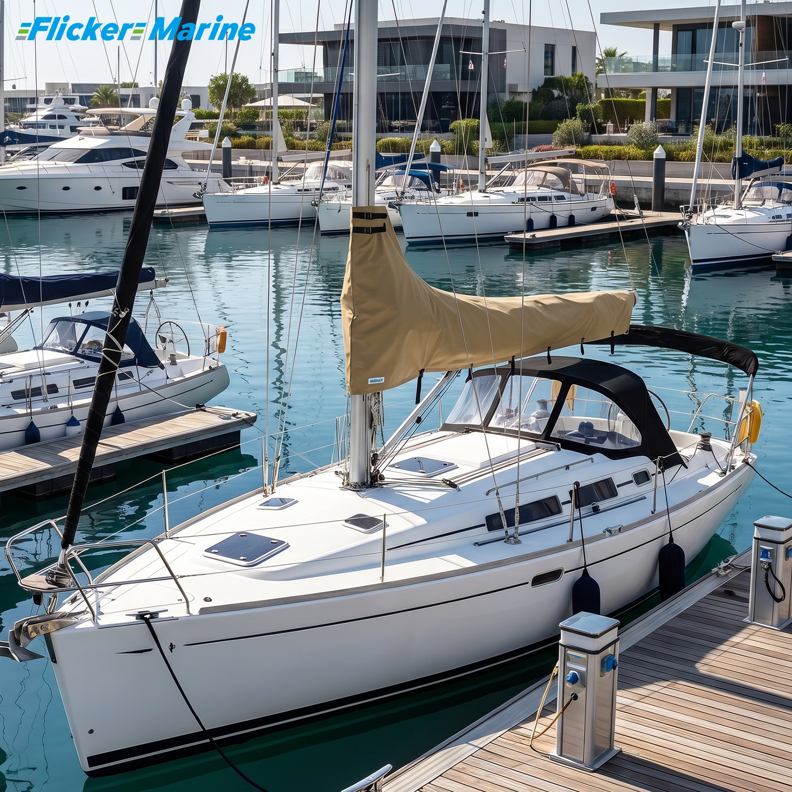 Mainsail Boom Cover, UV Resistant Polyester Sail Cover for Sailboat Boom, Reinforced Stitching, Weather Protection and Easy Storage