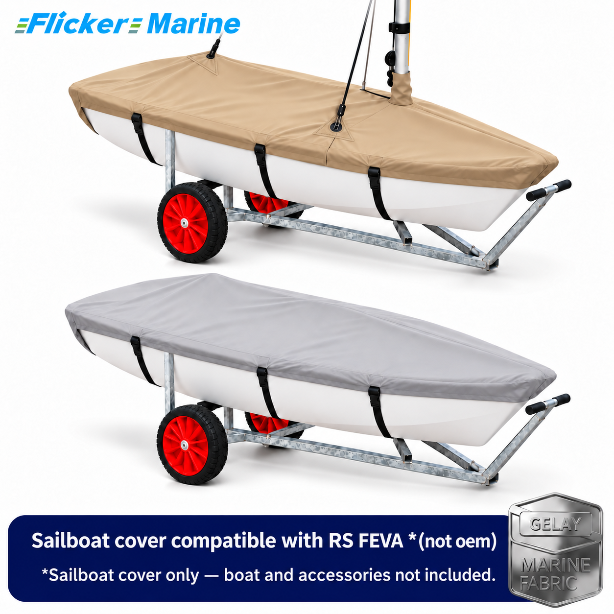Flicker Marine Heavy Duty Polyester Sailboat Cover, Waterproof Anti-UV For Storage & Transport Compatible With RS FEVA