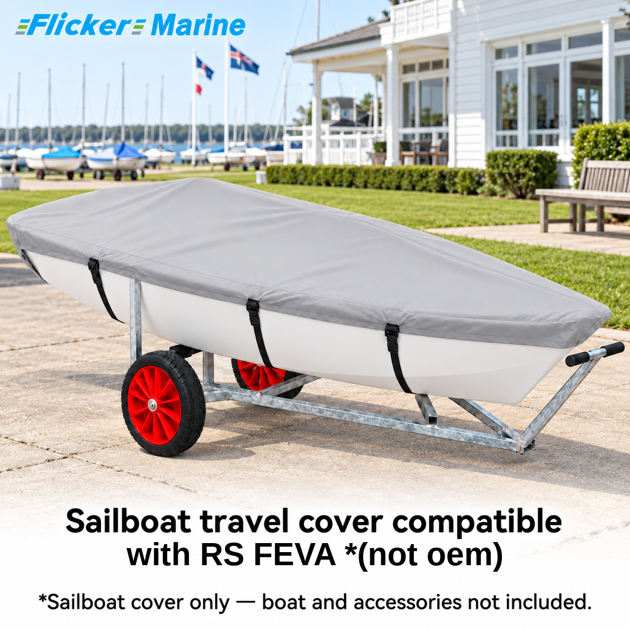 Flicker Marine Heavy Duty Polyester Sailboat Cover, Waterproof Anti-UV For Storage & Transport Compatible With RS FEVA
