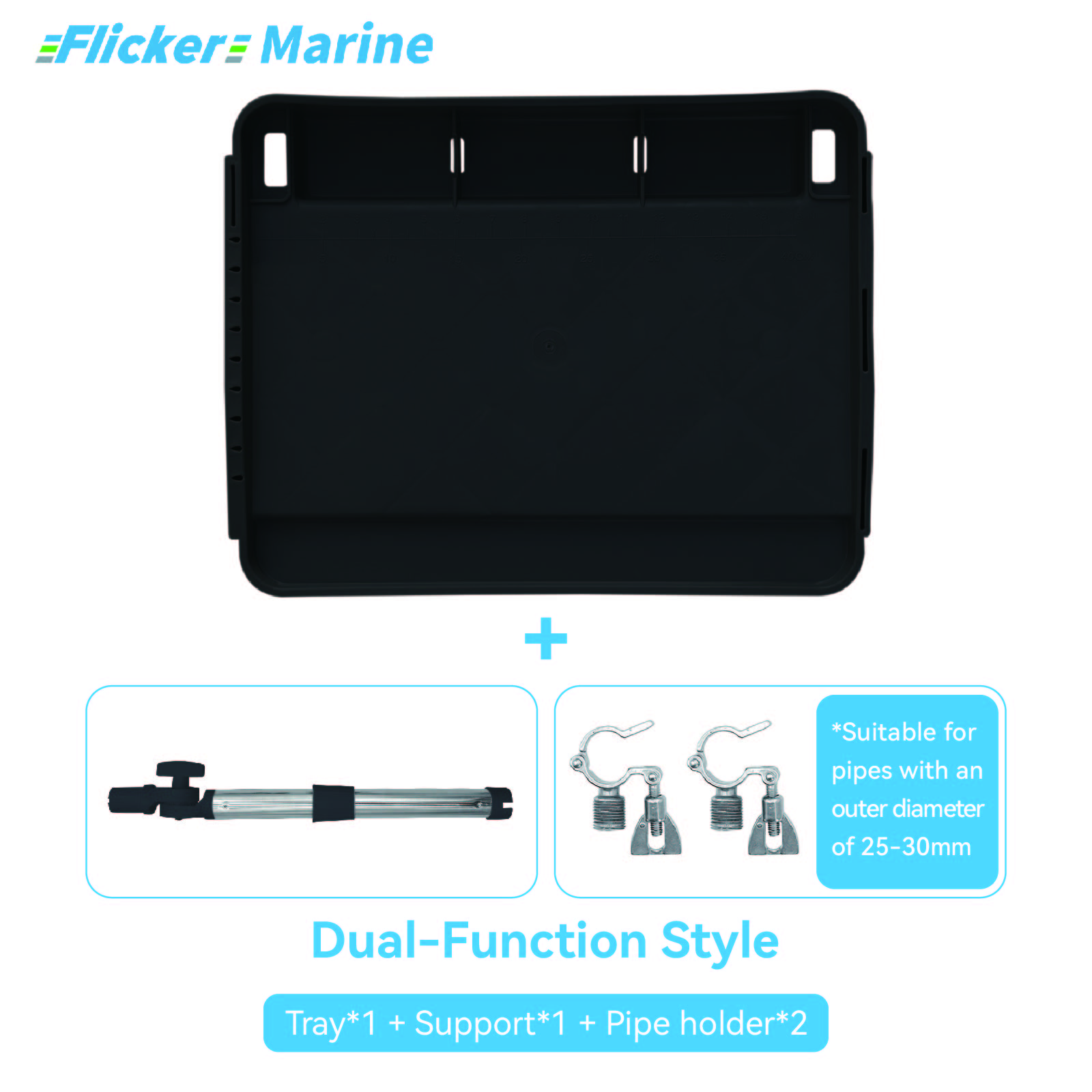 Flicker Marine Fillet Cutting Board & Bait Table – Black, 3 Mounting Options