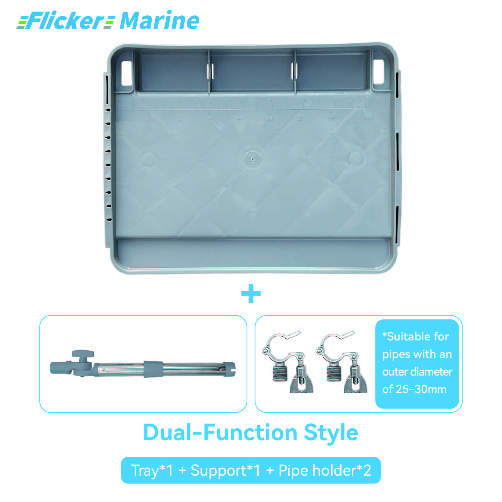 Flicker Marine Fillet Cutting Board & Bait Table – Gray, 3 Mounting Options