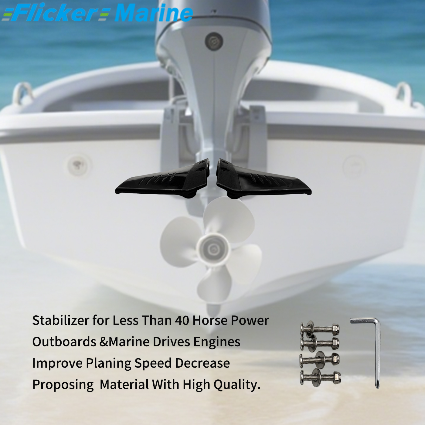 Hydrofoil Stabilizer for Outboard Motors – Gray & Black, 1/2/5/10 Piece Options