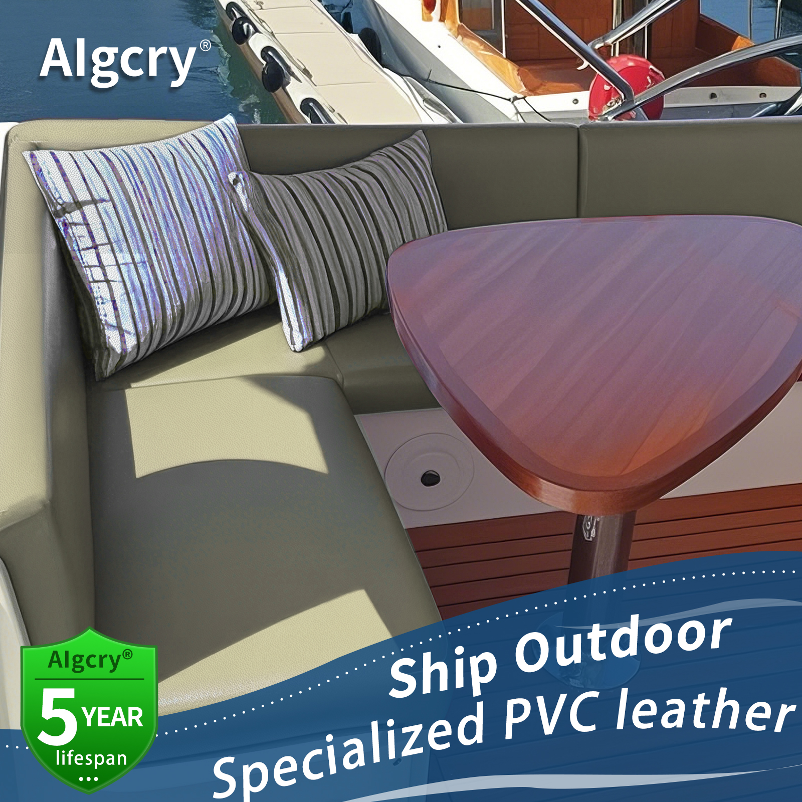 Yacht Specific PVC Leather 1 Yard, Marine Synthetic Leather Upholstery Material for Boat Seats and Interior