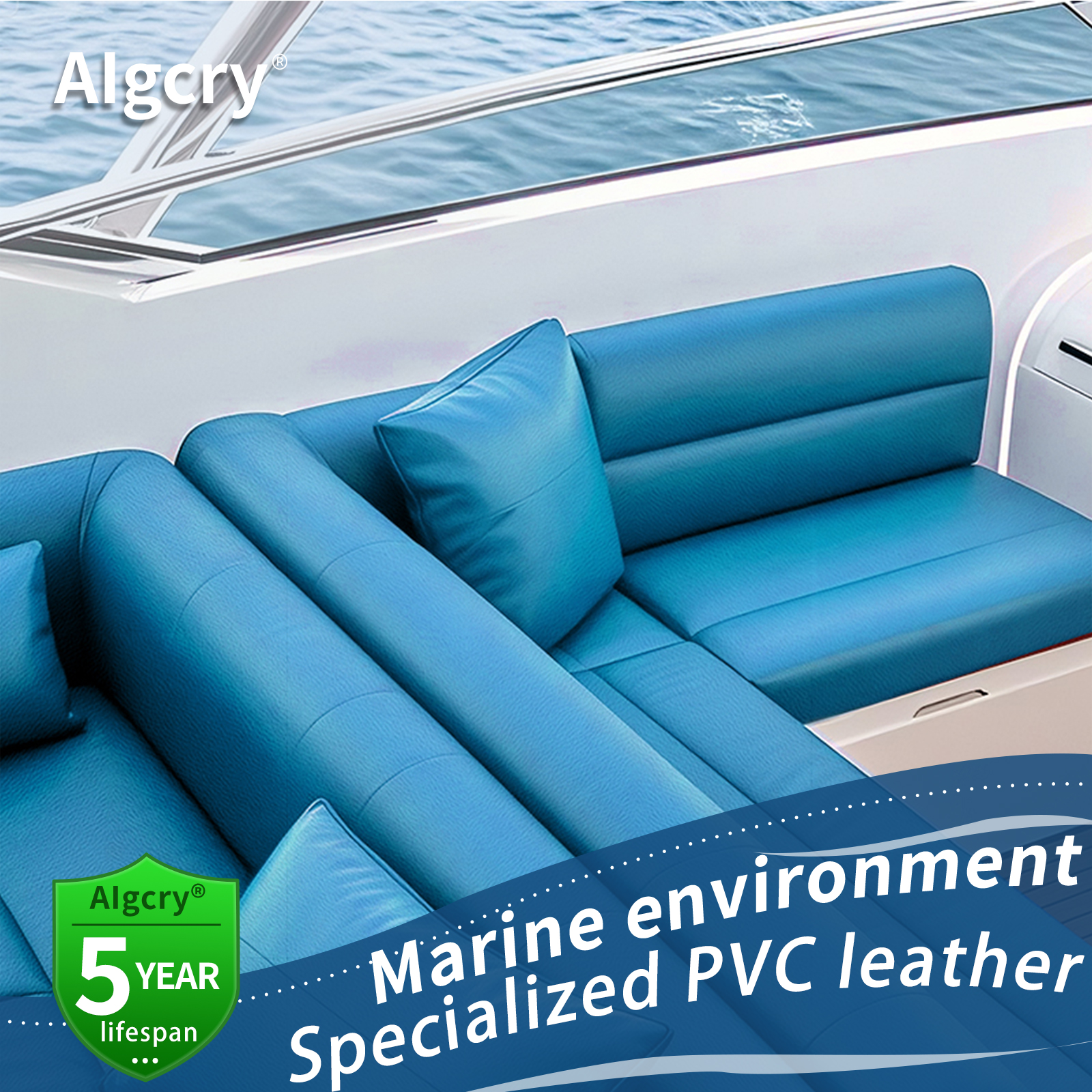 Yacht Specific PVC Leather 1 Yard, Marine Synthetic Leather Upholstery Material for Boat Seats and Interior