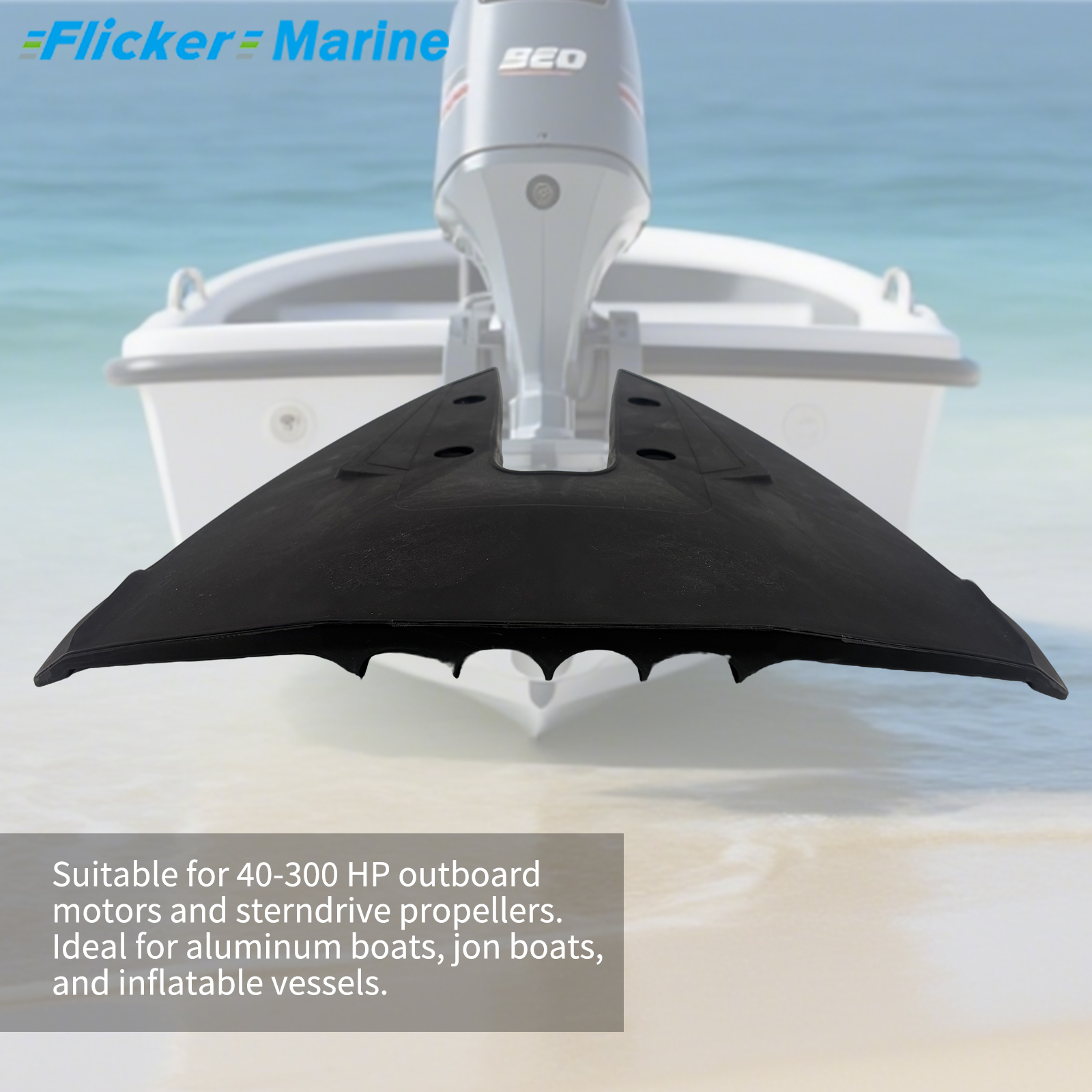 300 Hydrofoil for 40-300 hp Boats ，Narrow streamline shape.Quick, precise control.Eliminates drag.Improved thrust for quick plane at lower speeds