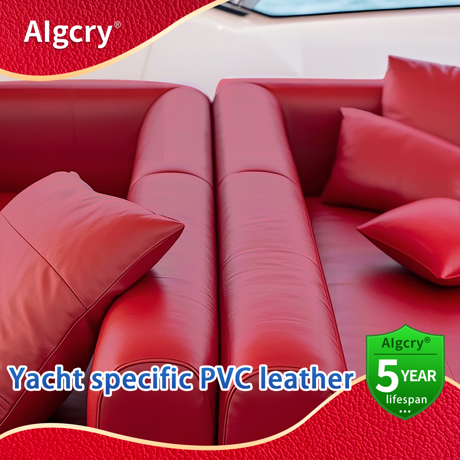 Yacht Specific PVC Leather 2 Yards, Marine Upholstery Synthetic Leather for Boat Seats, Cushions and Interior