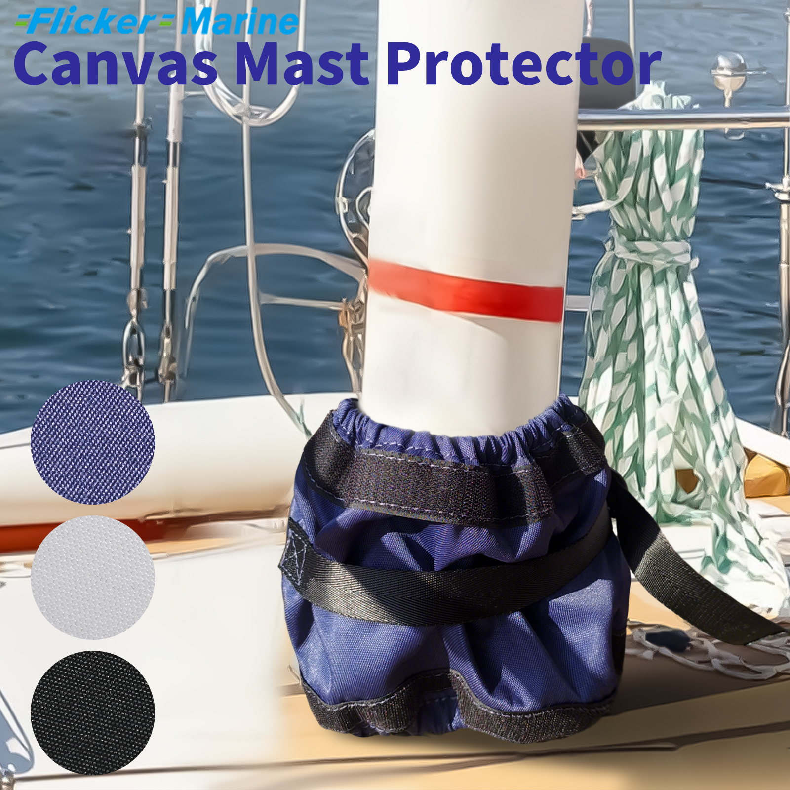 Flicker Waterproof Canvas Mast Base Protector – Adjustable Strap Cover for 25cm (9.8in) Sailboat & Yacht Mast