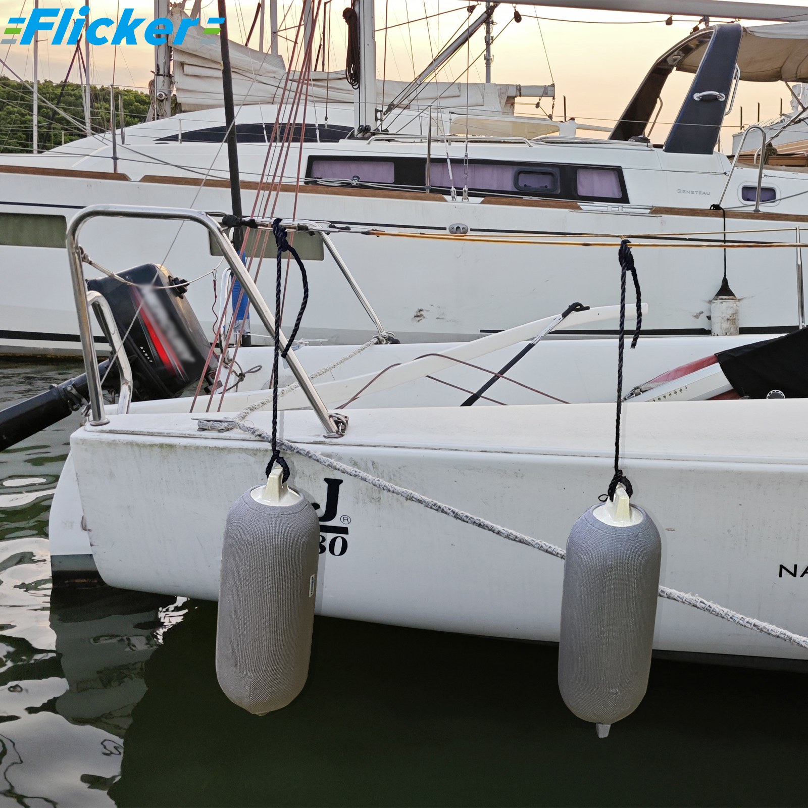 Flicker Gray Acrylic Boat Fender Cover Marine Protective Sleeve for Boat Fenders Multiple Size Options
