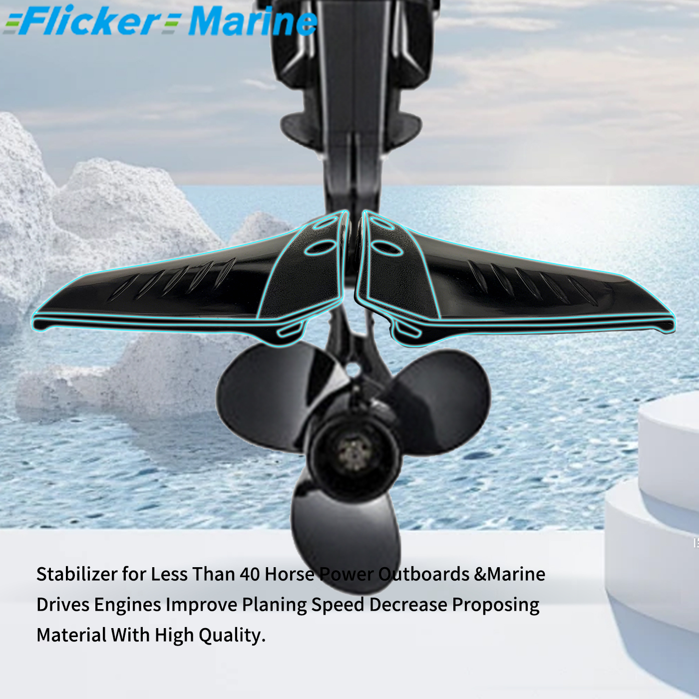 Hydrofoil Stabilizer for Outboard Motors – Gray & Black, 1/2/5/10 Piece Options
