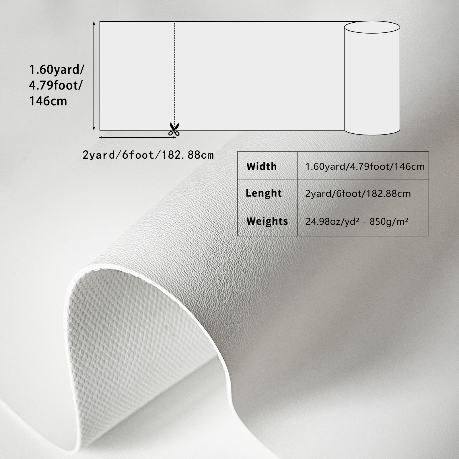Yacht Specific PVC Leather 2 Yards, Marine Upholstery Synthetic Leather for Boat Seats, Cushions and Interior