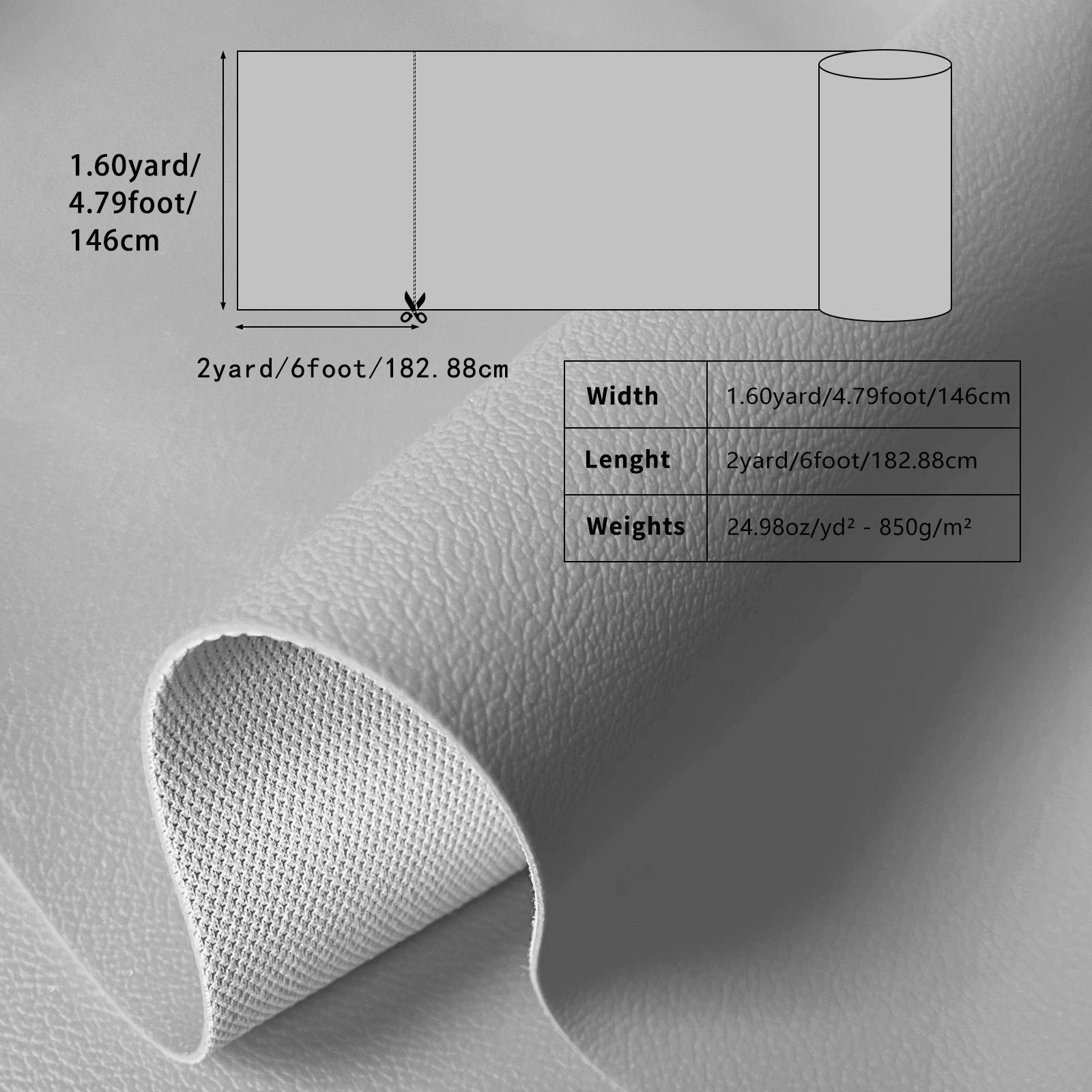 Yacht Specific PVC Leather 2 Yards, Marine Upholstery Synthetic Leather for Boat Seats, Cushions and Interior