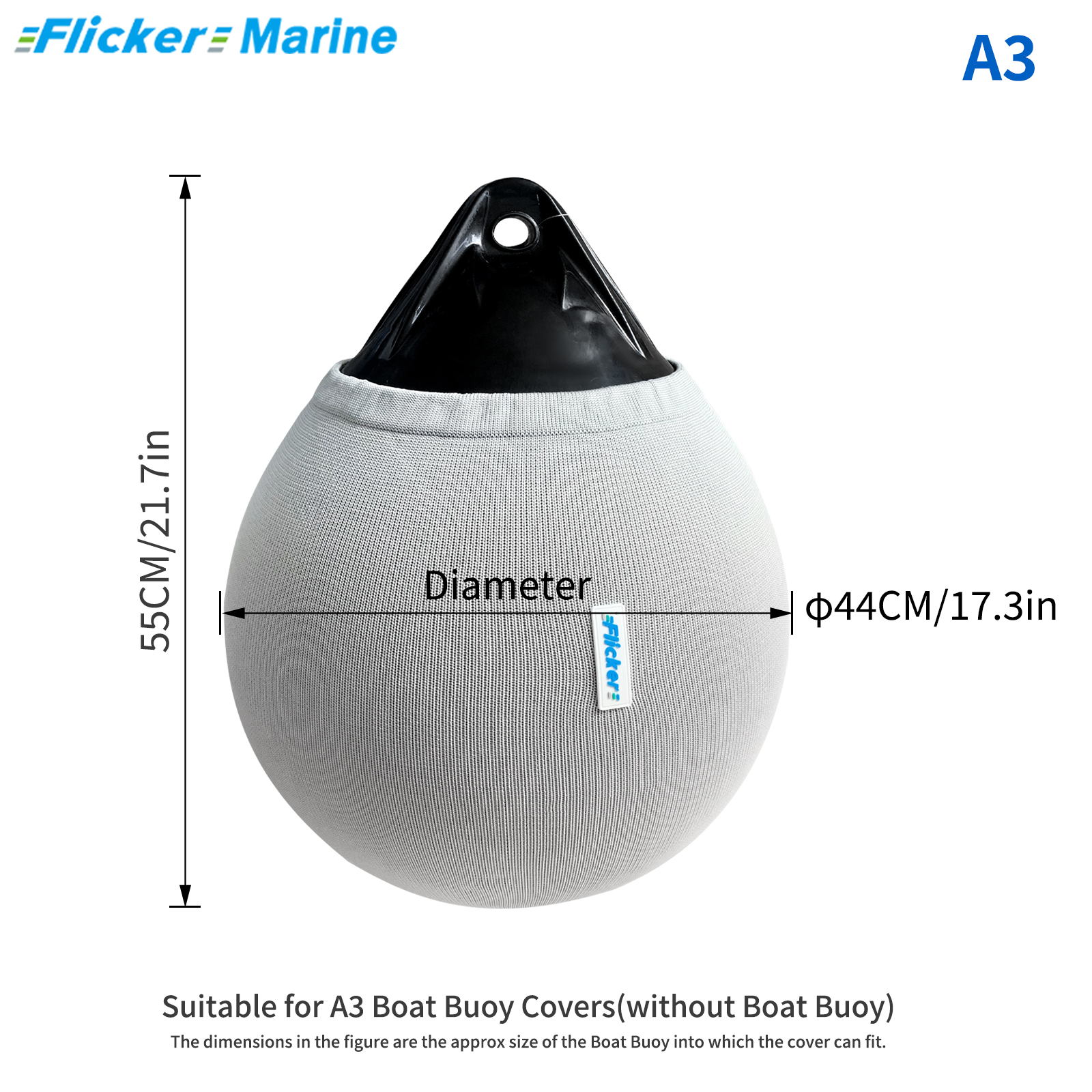 Flicker Round Buoy Fender Cover – Stretchable Knit Sleeve with Drawstring for Dock and Sailboat Protection