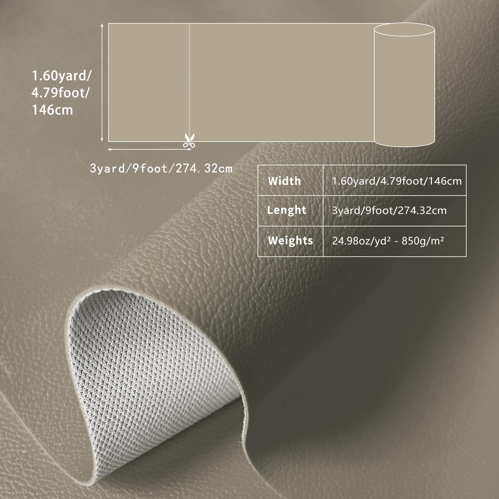 Yacht Specific PVC Leather 3 Yards, Marine Upholstery Synthetic Leather for Boat Seats, Cushions and Interior