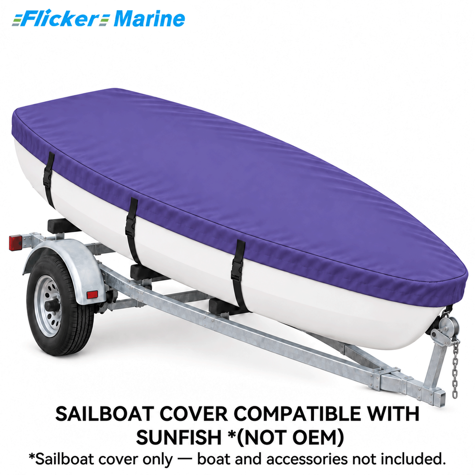 Flicker Sailboat Cover Compatible With Sunfish, Heavy Duty Waterproof UV Resistant Dinghy Boat Cover With Adjustable Buckle Straps, Multiple colors available