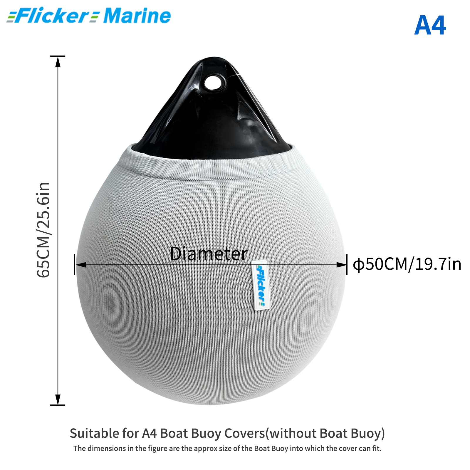 Flicker Round Buoy Fender Cover – Stretchable Knit Sleeve with Drawstring for Dock and Sailboat Protection