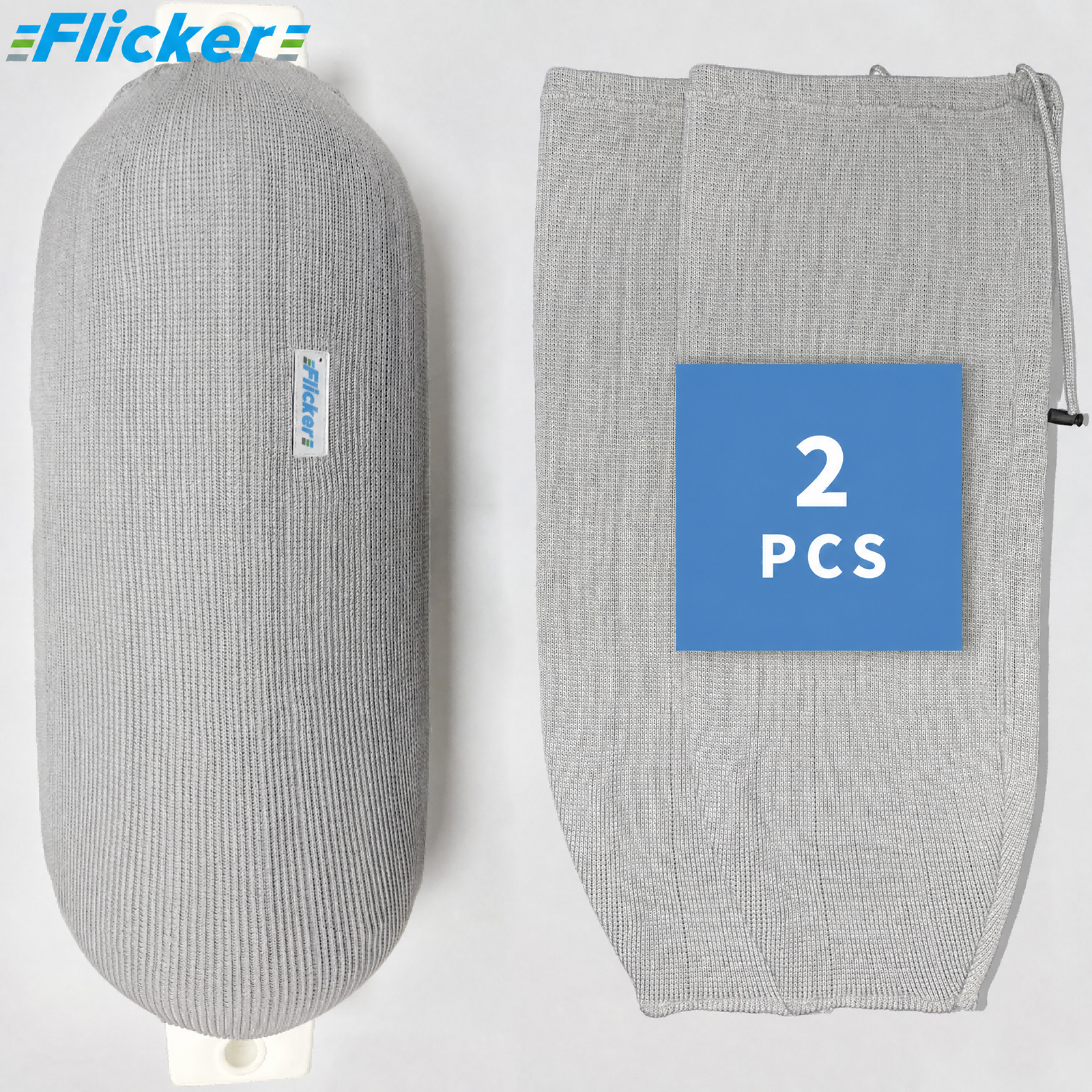 Flicker Gray Acrylic Boat Fender Cover Marine Protective Sleeve for Boat Fenders Multiple Size Options