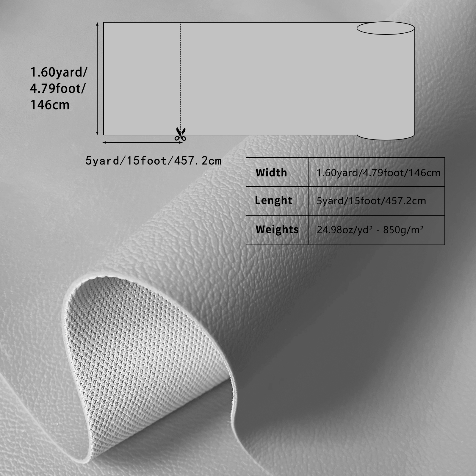 Marine PVC Leather 5 Yards for Yacht Upholstery, Flexible Synthetic Leather for Boat Seating and Interior Panels
