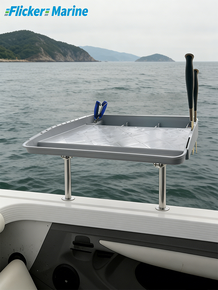 Flicker Marine Fillet Cutting Board & Bait Table – Gray, 3 Mounting Options