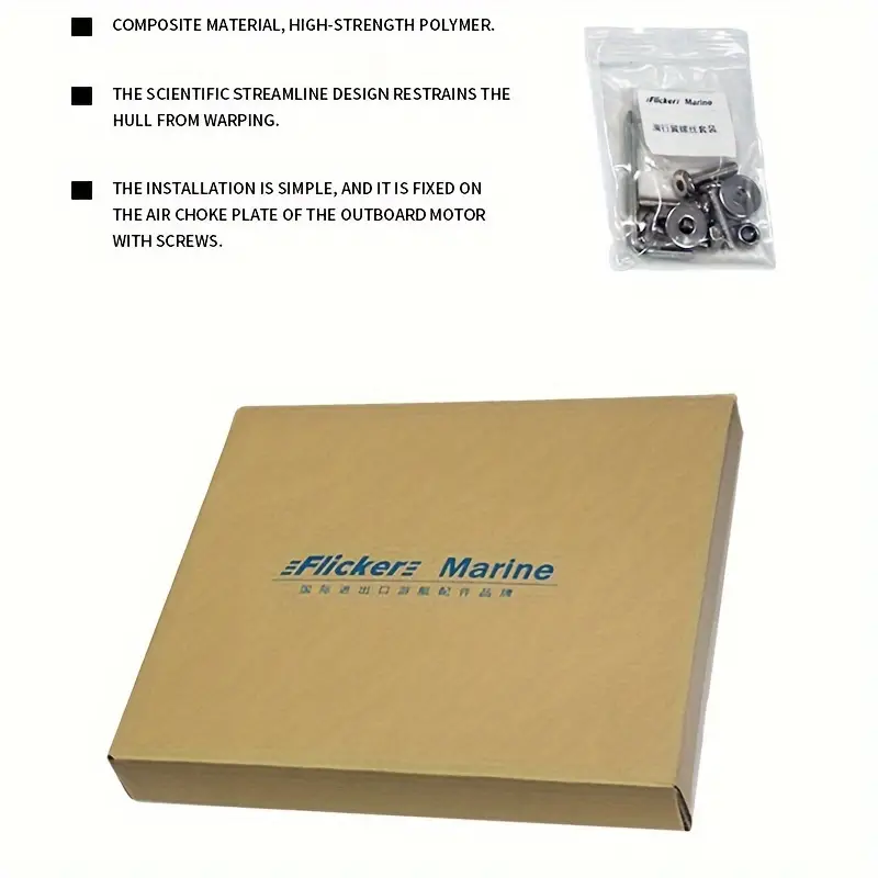 FlickerMarine Hydrofoils for 40-300 hp Boats (Black) - Engine Stabilizer Fins for Outboard Outdrive Motors