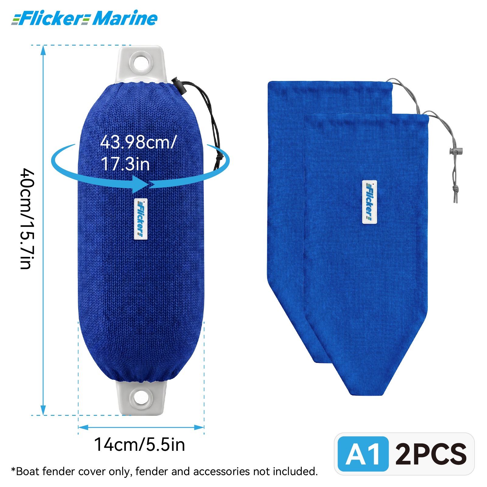 Flicker Royal Blue Boat Fender Cover Acrylic Marine Protective Cover for Yacht Boat Fenders 7 Sizes