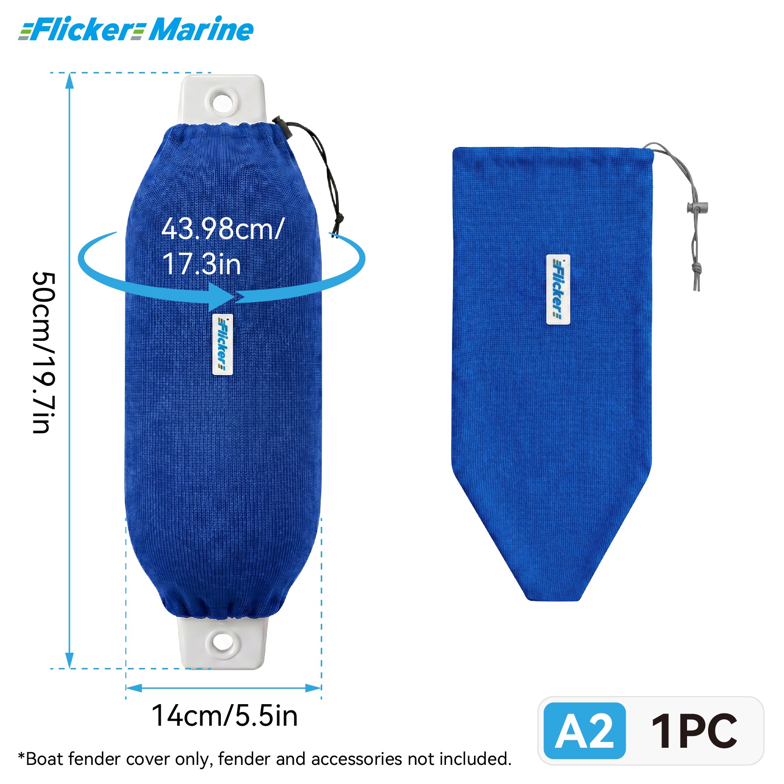 Flicker Royal Blue Boat Fender Cover Acrylic Marine Protective Cover for Yacht Boat Fenders 7 Sizes