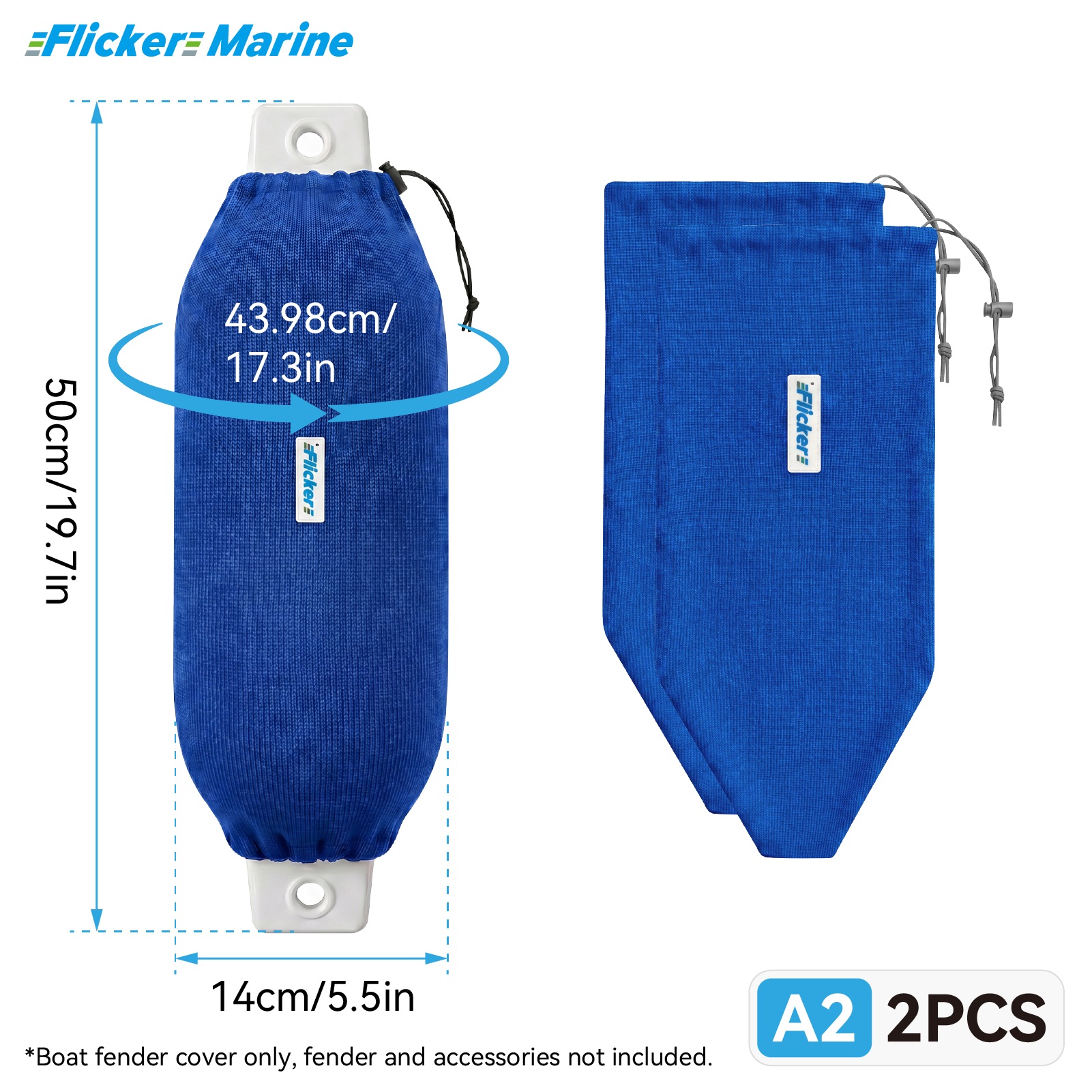 Flicker Royal Blue Boat Fender Cover Acrylic Marine Protective Cover for Yacht Boat Fenders 7 Sizes